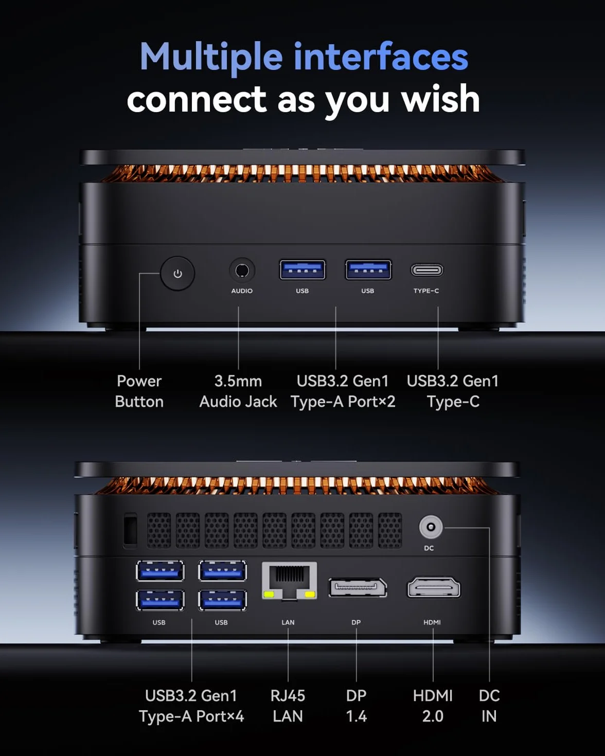 NiPoGi Pinova P1 Mini PC AMD Ryzen Embedded R2544 8GB DDR4 256GB NVMe SSD 4K UHD Triplo Display WiFi 5 BT4.2