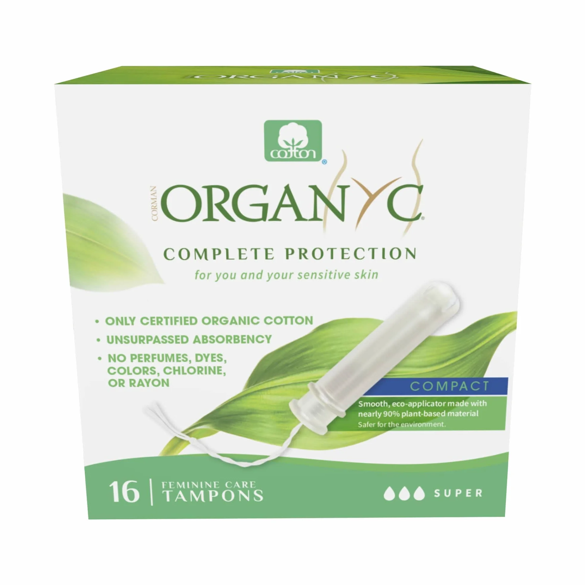 Organyc Tamponi in Cotone Biologico Certificato con Eco-Applicatore Super 16 Pezzi