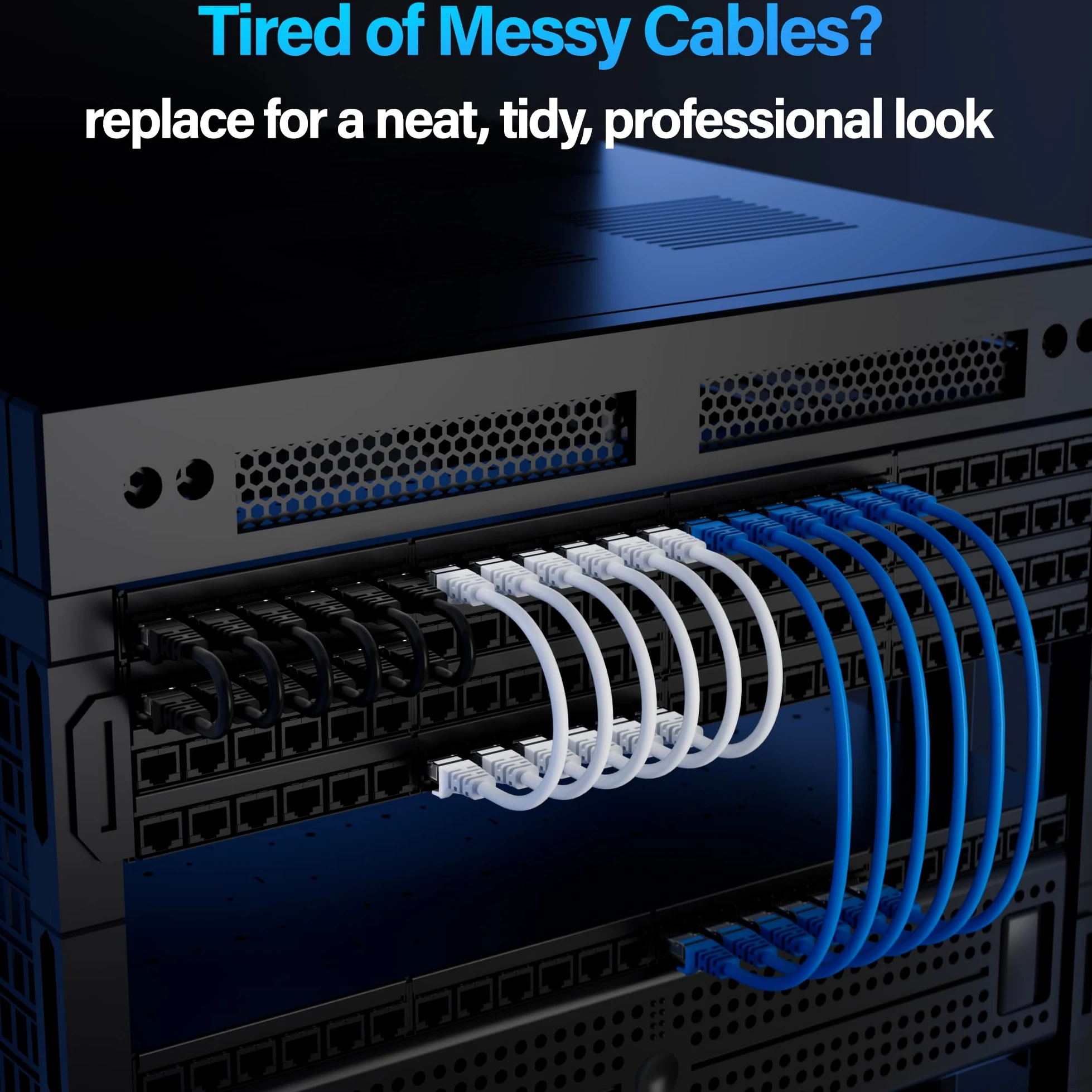 Cavo Ethernet Cat6, 10 Gbps, 4,3 m (confezione da 10), cavi patch flessibili in rame nudo Cat6, cavo Ethernet UTP Cat 6, cavo di rete antigroviglio per server, data center, bianco