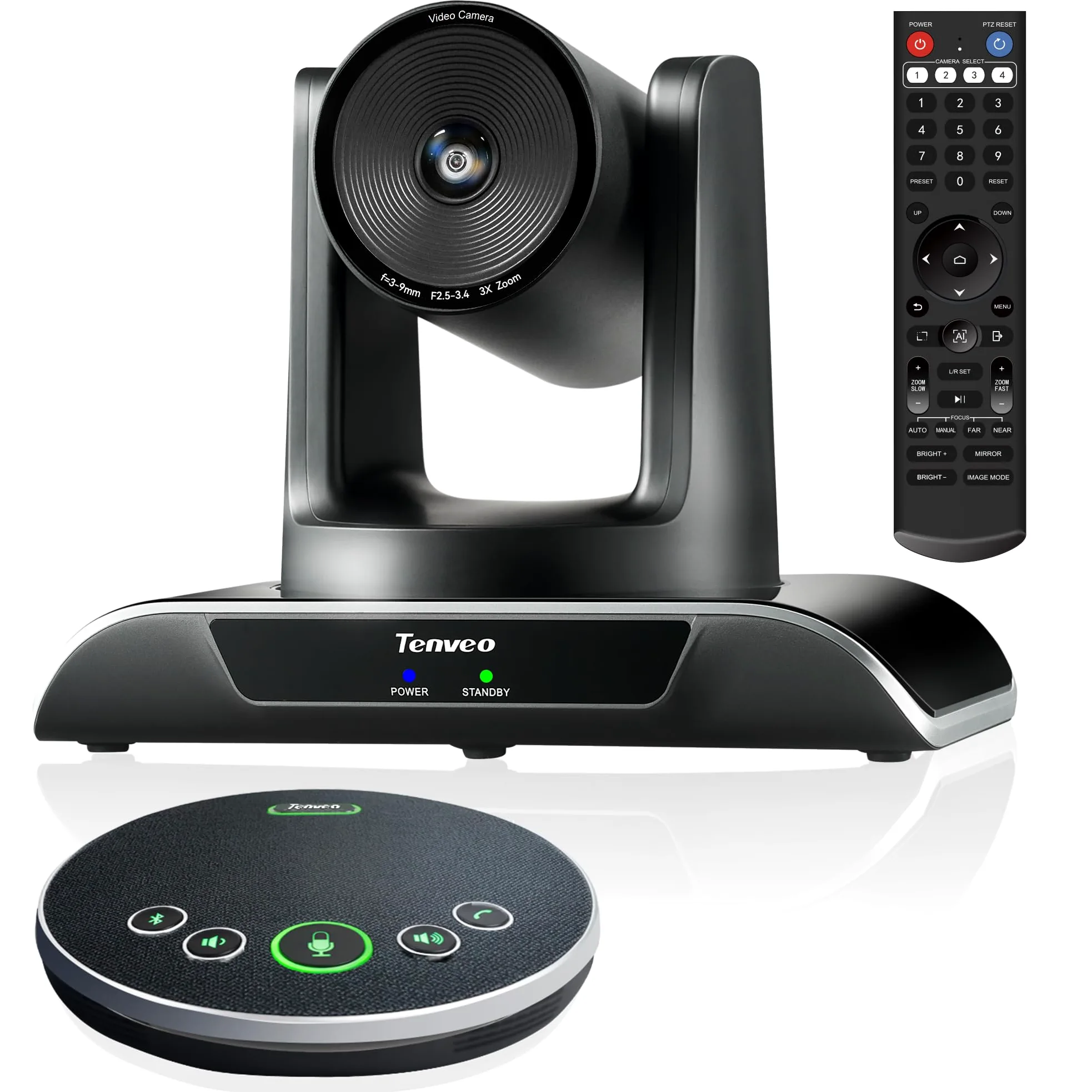 Tenveo 3X Zoom Ottico Sistema di Telecamere per Conferenze con Altoparlante Bluetooth AI Tracking USB3.0/HDMI PTZ Camera 1080P 60FPS Videoconferenza per Riunioni Chiesa Medicina Teams Zoom OBS