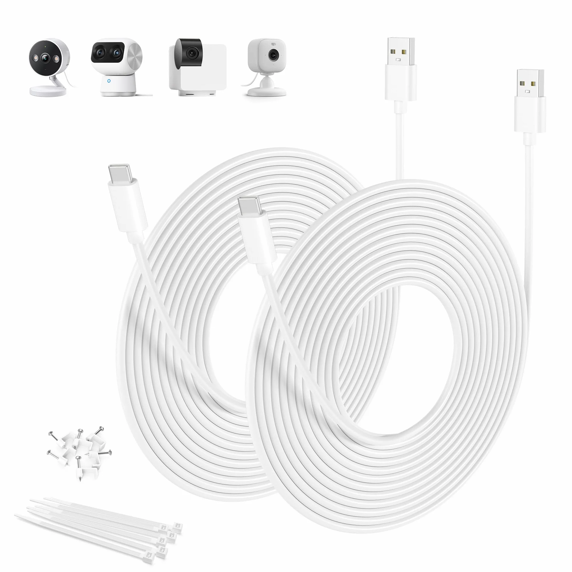 BASESAILOR Cavo di Ricarica USB A a USB C 6M/2P,Cavi di Prolunga Alimentazione da Tipo A Compatibile per Xiaomi Smart Camera C400,Eufy SoloCam C210/S340/S220,Indoor Cam S350/C220,TP-Link Tapo 2k C120