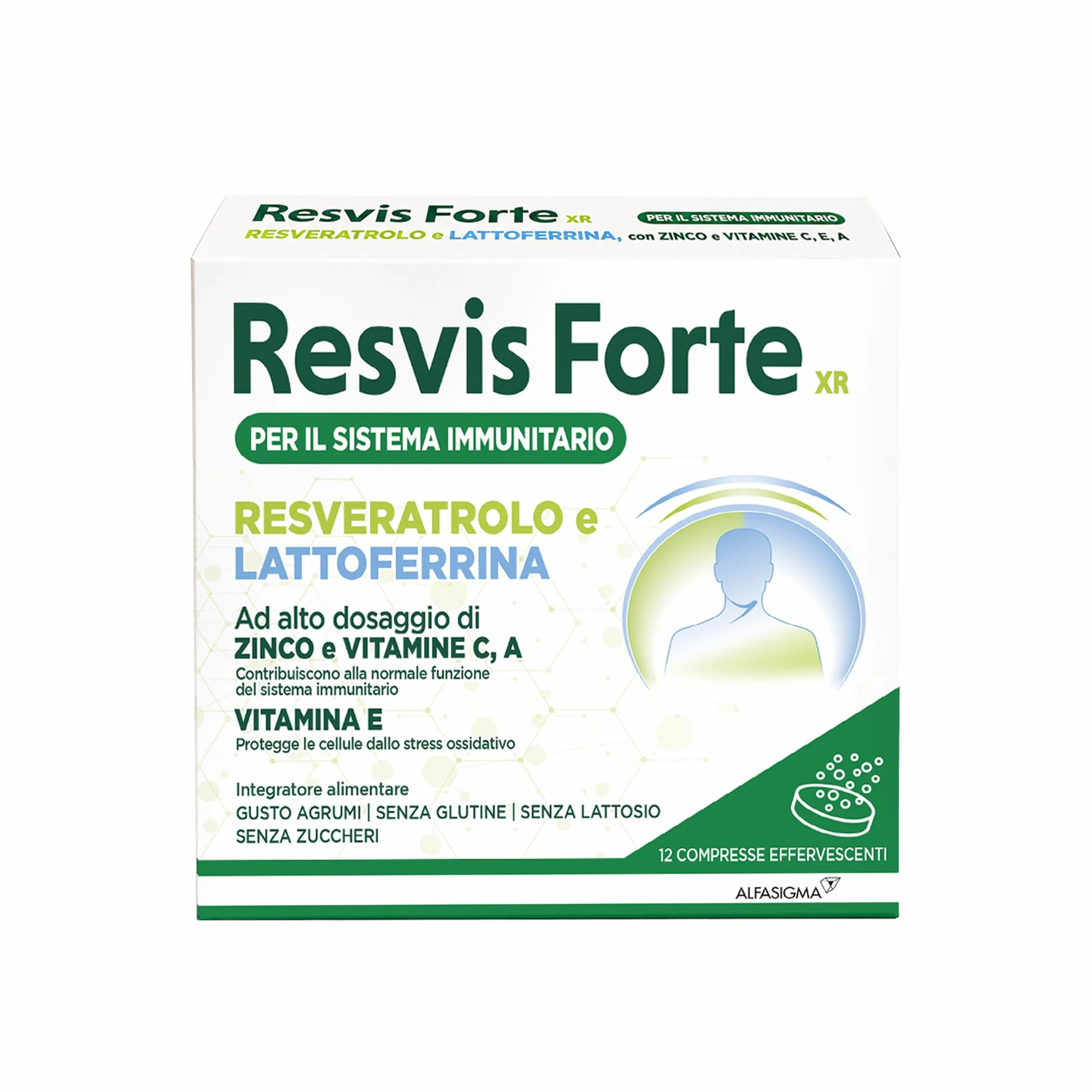 Resvis Forte Xr Integratore Alimentare Resveratrolo Lattoferrina 12 Compresse Effervescenti 4 g Gusto Agrumi