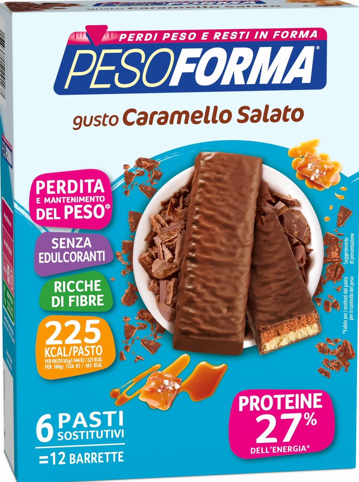 Pesoforma Barrette Gusto Caramello Salato 6 Pasti Sostitutivi Dimagranti 225 Kcal Ricco In Proteine 372 g