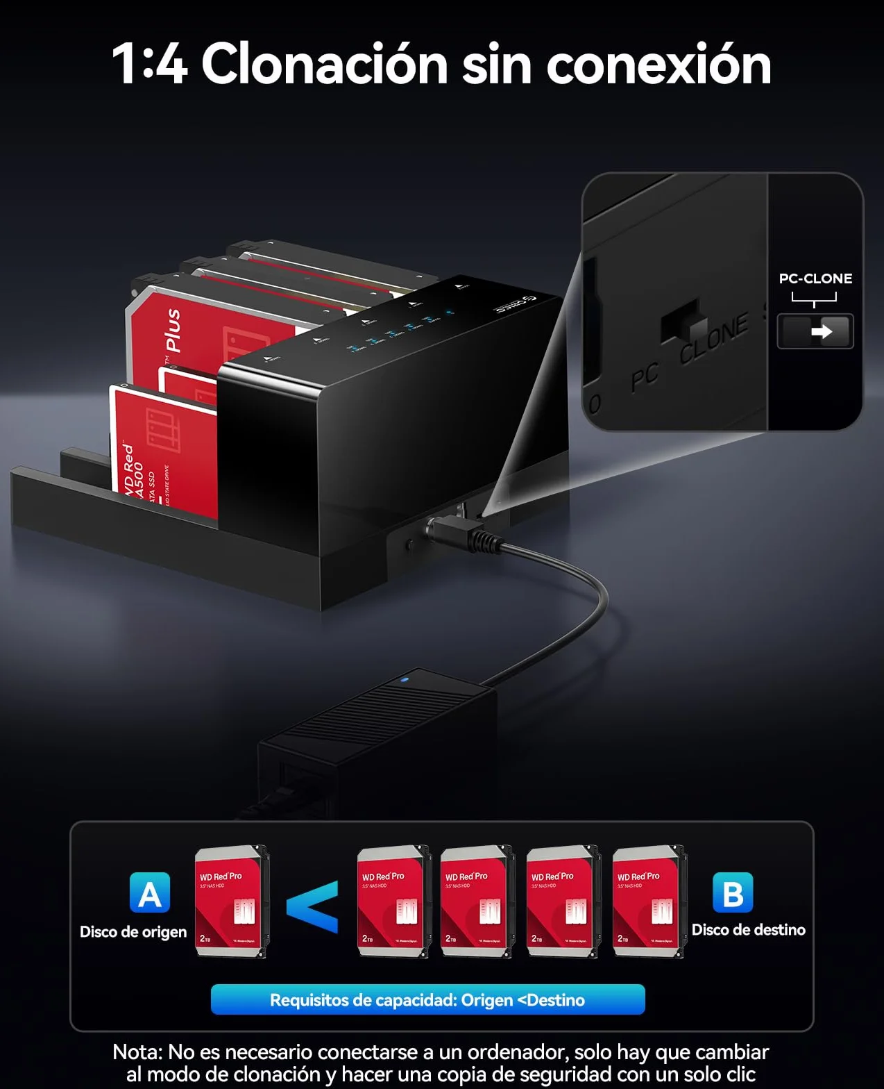 ORICO USB 3.0 Hard Disk Docking Station 5-slot HDD SATA 3,5 Pollici Clone Offline Esterna 90 TB 6558US3-C