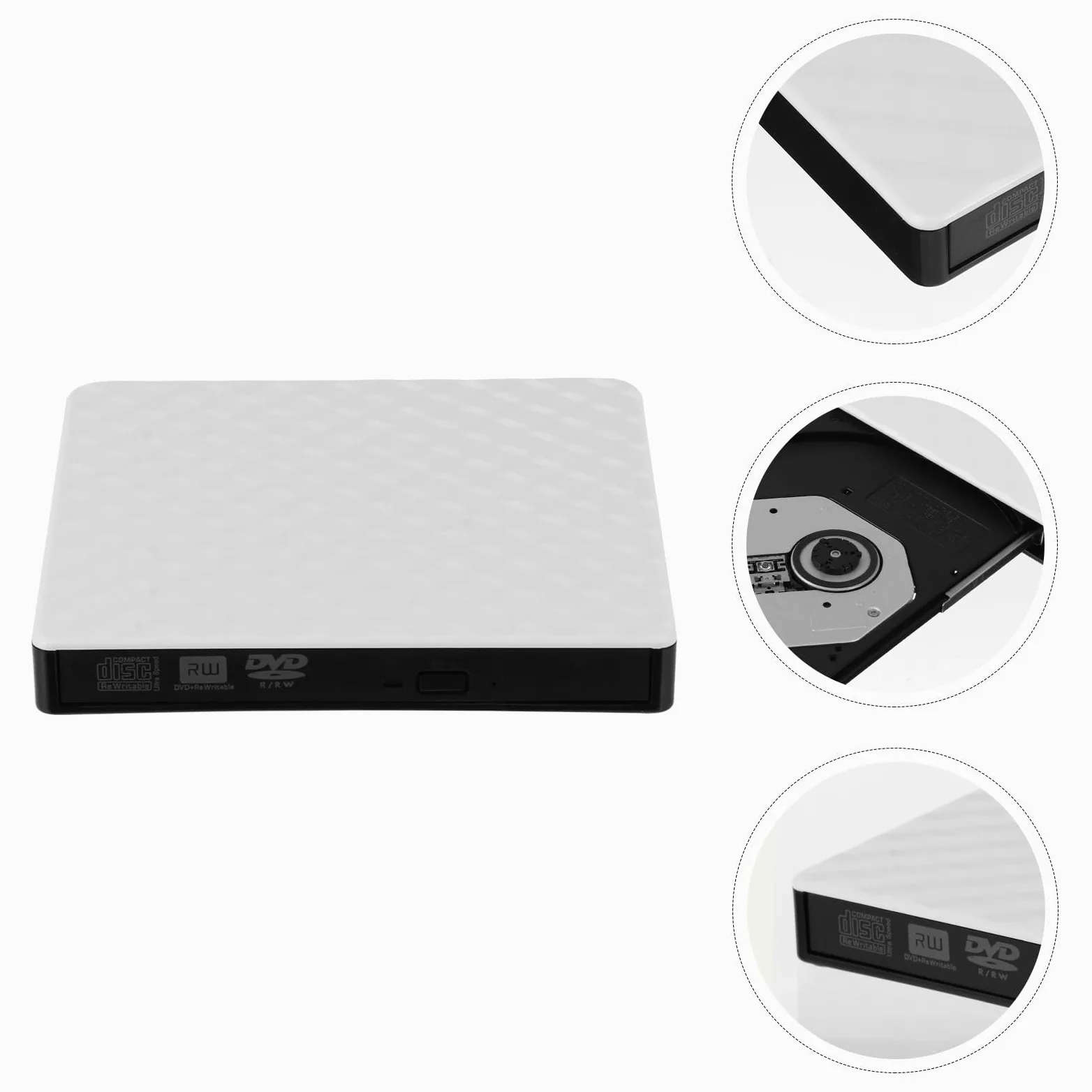 Masterizzatore Dvd Esterno USB 3.0 Unità CD Integrata, Slot Cavo Usb, Motivo Rombi Bianco, Unità Ottica Portatile per Laptop e Backup Dati