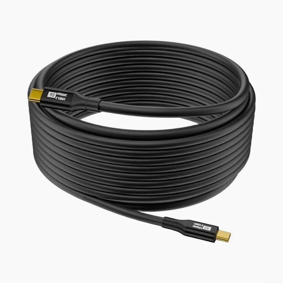 Cavo di ricarica USB C in nylon, 5 m, robusto per telefono cellulare (5 m (due pezzi)) | Ricarica rapida da 100 W, trasferimento dati da 20 Gbps, portata di 5 m, materiale in PVC, nero