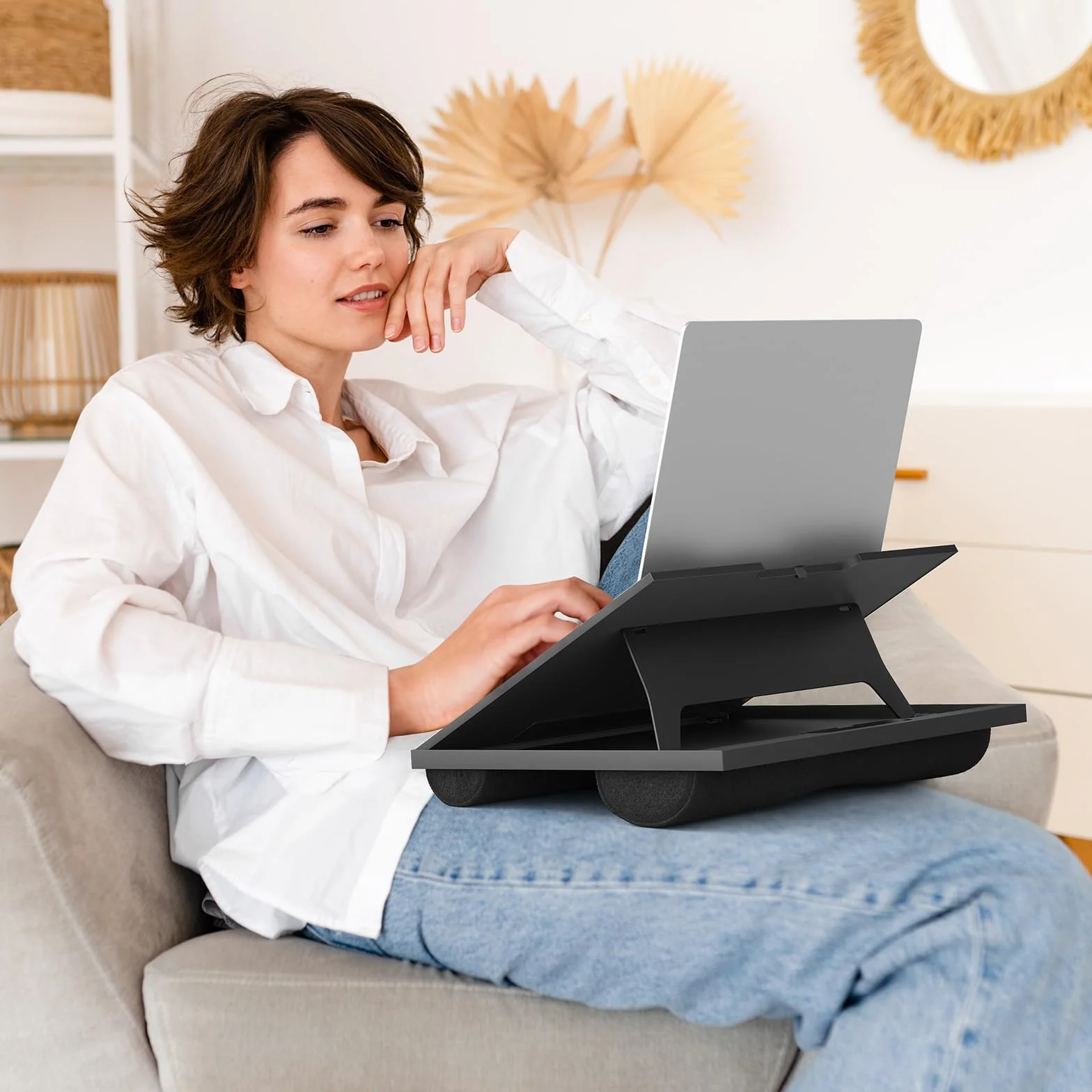 HUANUO Supporto per Laptop con Cuscino - Flessibile Regolabile con 8 Angoli, Supporta Notebook, Tablet, Fino a 15,6", Tavolo Vassoio Portatile e Adatto per Viaggi, Lavoro, Casa