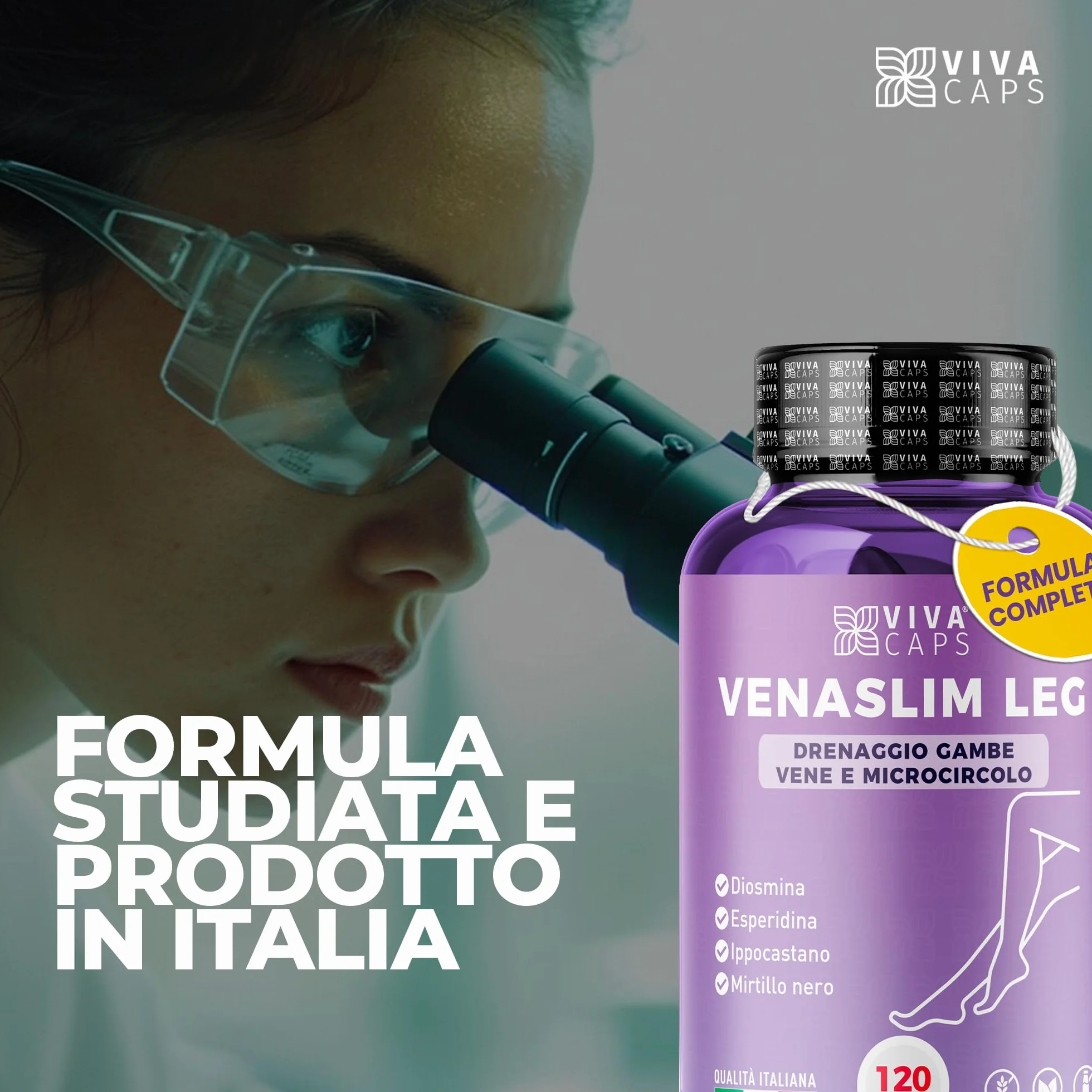 Drenante Gambe Gonfie con Diosmina Esperidina Alto Dosaggio - Integratore Alimentare per Circolazione Gambe 120Cps
