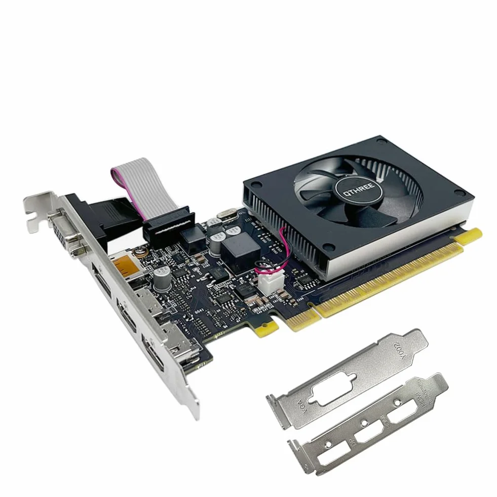 QTHREE GT 730 4G D3 Scheda Video, 2x HDMI, 1x DVI, 1x VGA, Scheda Grafica PC, GPU, per più monitor, for Win 7, 8, 10, 11, DirectX 11, 12