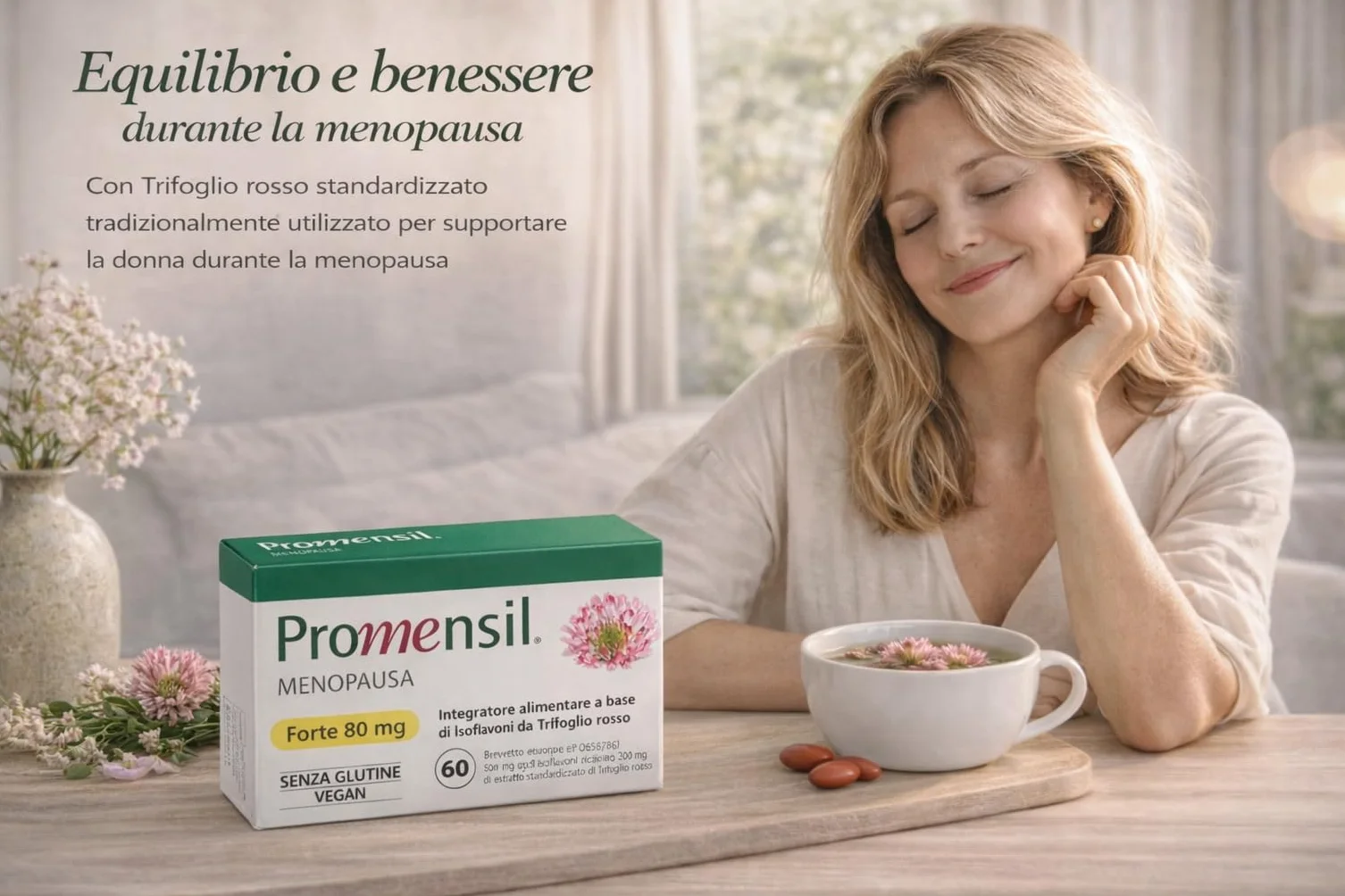 Promensil Forte Integratore Menopausa Isoflavoni Trifoglio Rosso 60 Compresse