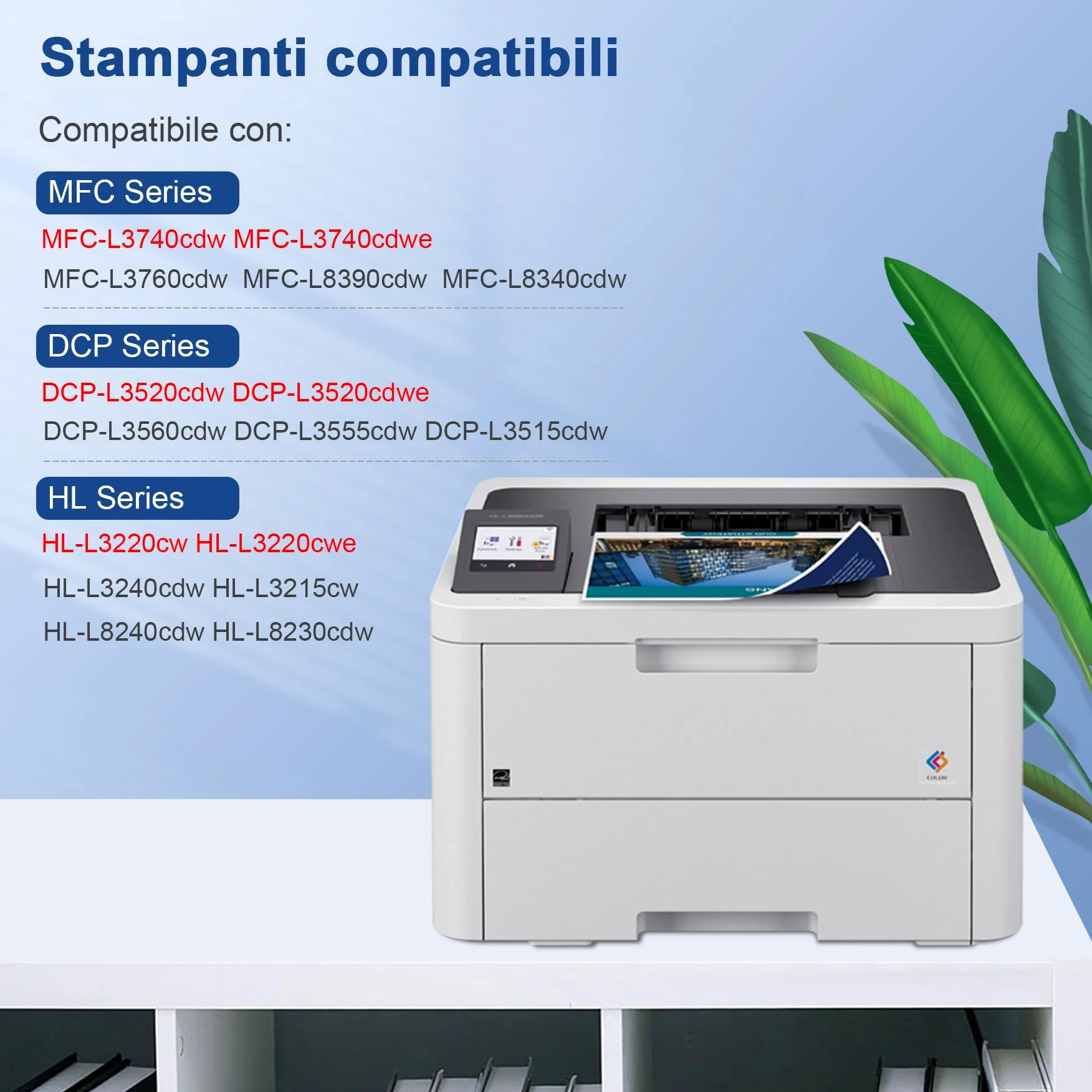 TN248 TN248XL Toner Compatibili per Brother TN248 TN-248CMYK Brother MFC-L3760CDW DCP-L3560CDW MFC-L3740CDWE HL-L3240CDW HL-L3220CWE DCP-L3520CDWE MFC-L8390CDW MFC-L8340CDW TN-248XL 248 TN-248VAL