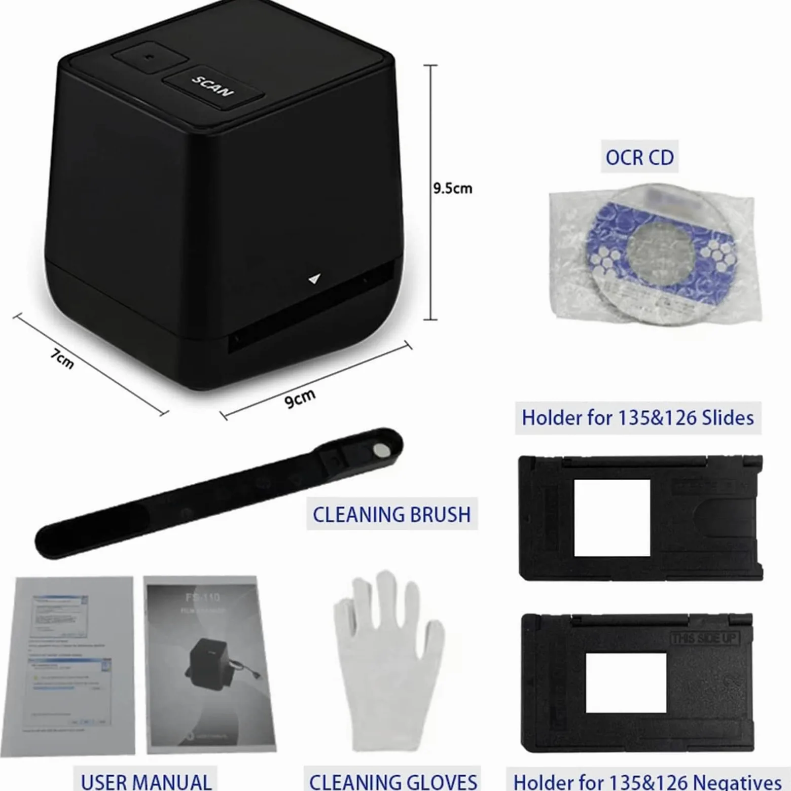 Visualizzatore per Scanner per Diapositive, Scanner per Diapositive per pellicole, Realizzato in Materiale ABS, Scanner per Negativi per pellicole 135 ad Alta Definizione da 17 Milioni, Portatile e