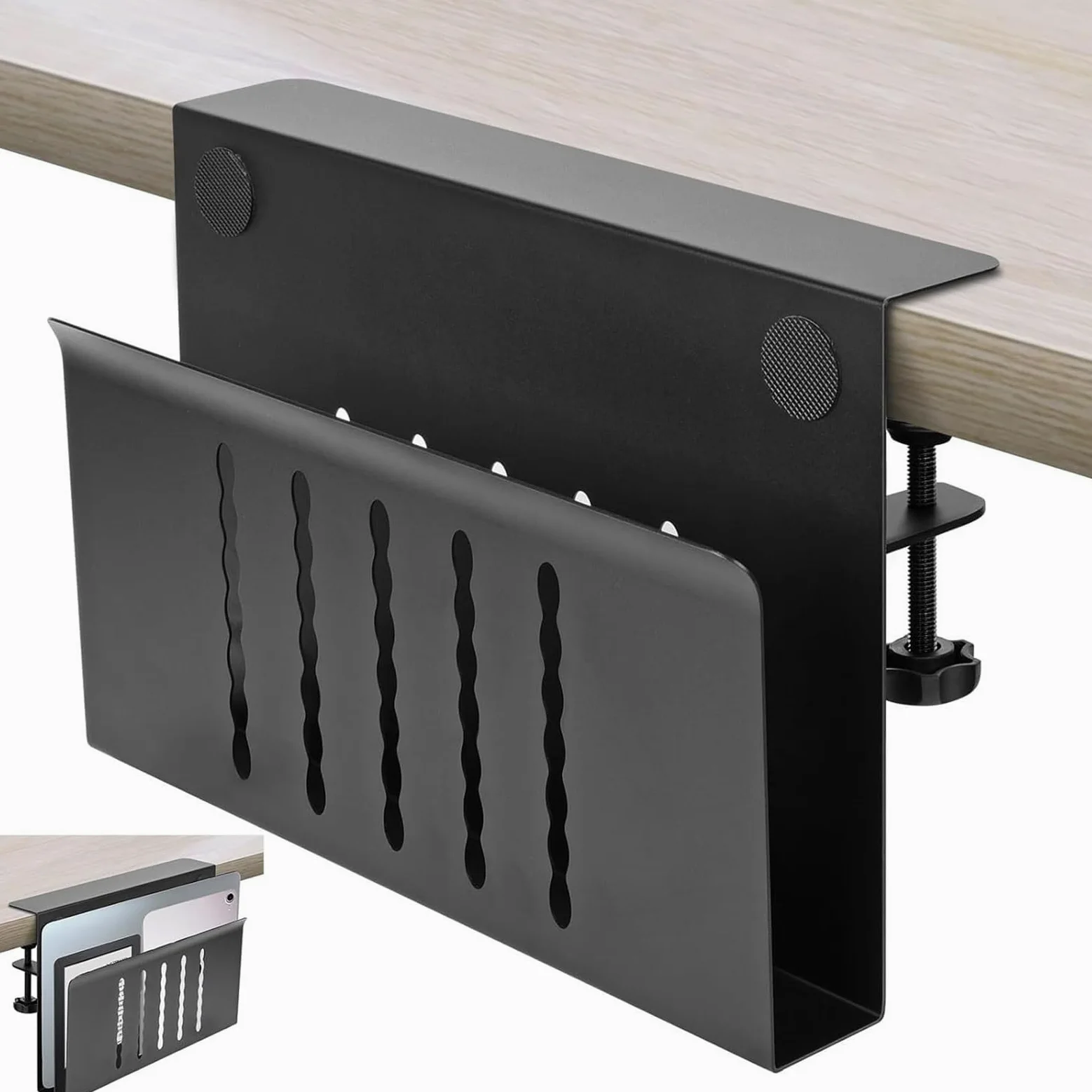 Rialzi ergonomici per laptop, nero | Notebook in alluminio leggero con disegni di raffreddamento per l'organizzazione di comfort della scrivania