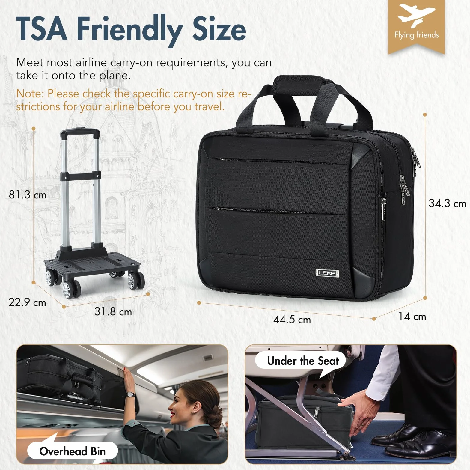 Borsa per Laptop con 4 Ruote Trolley Porta PC Notebook 15,6 Impermeabile Viaggio Nero