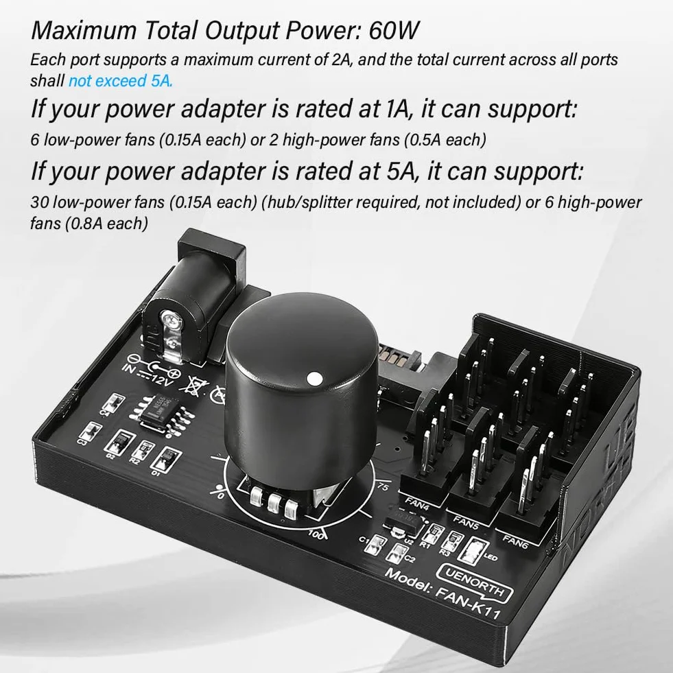Controller ventola PWM Binghe 1 a 6 4 pin 12 V hub PC SATA DC 5525 controllo velocità supporta 6 ventole