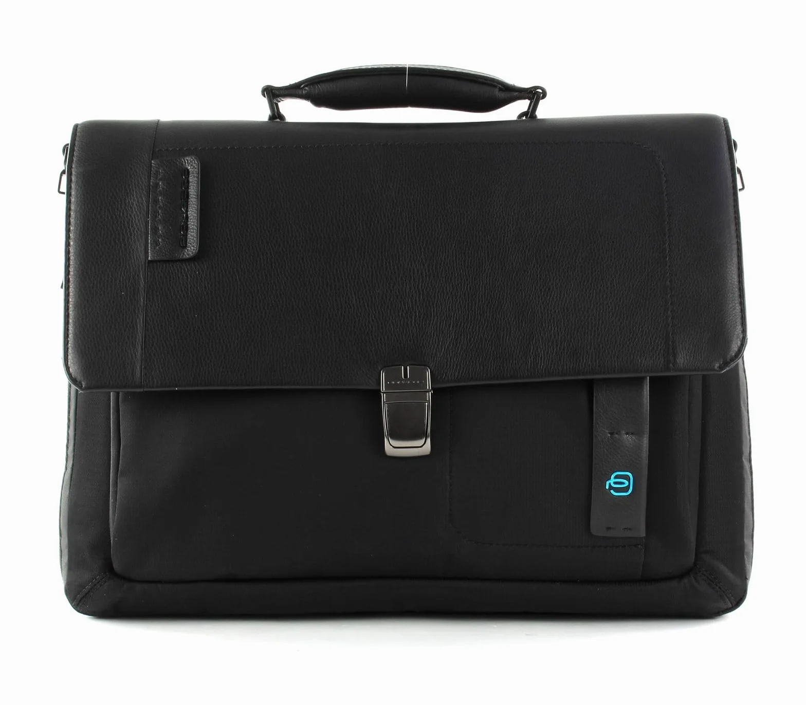 PIQUADRO P16 Cartella con patta ed espansione in pelle e tessuto porta PC 15" ad uno scomparto