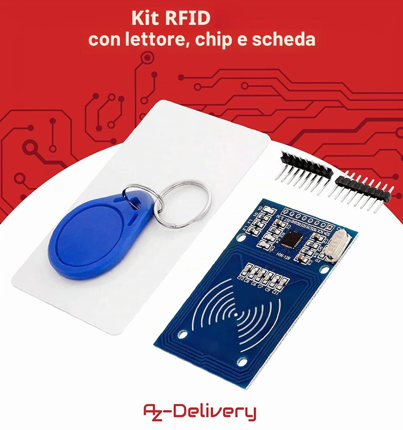 AZDelivery Kit RFID RC522 13,56MHz con Reader, Chip e Scheda compatibile con Arduino e Raspberry Pi incluso un E-Book!