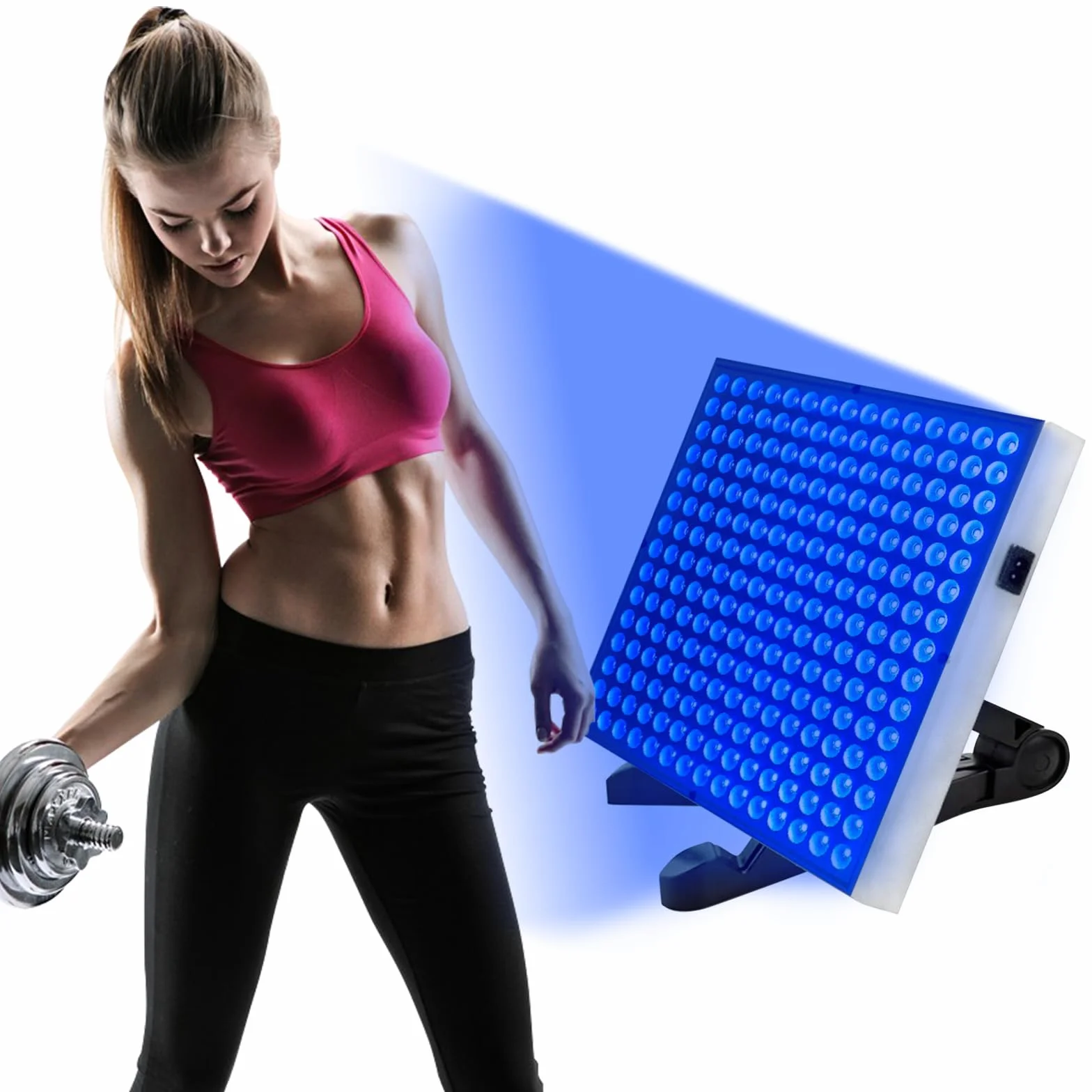 Luce abbronzante solare portatile Tanning Lamp per viso e corpo con supporto regolabile e ganci sospesi (Blu)