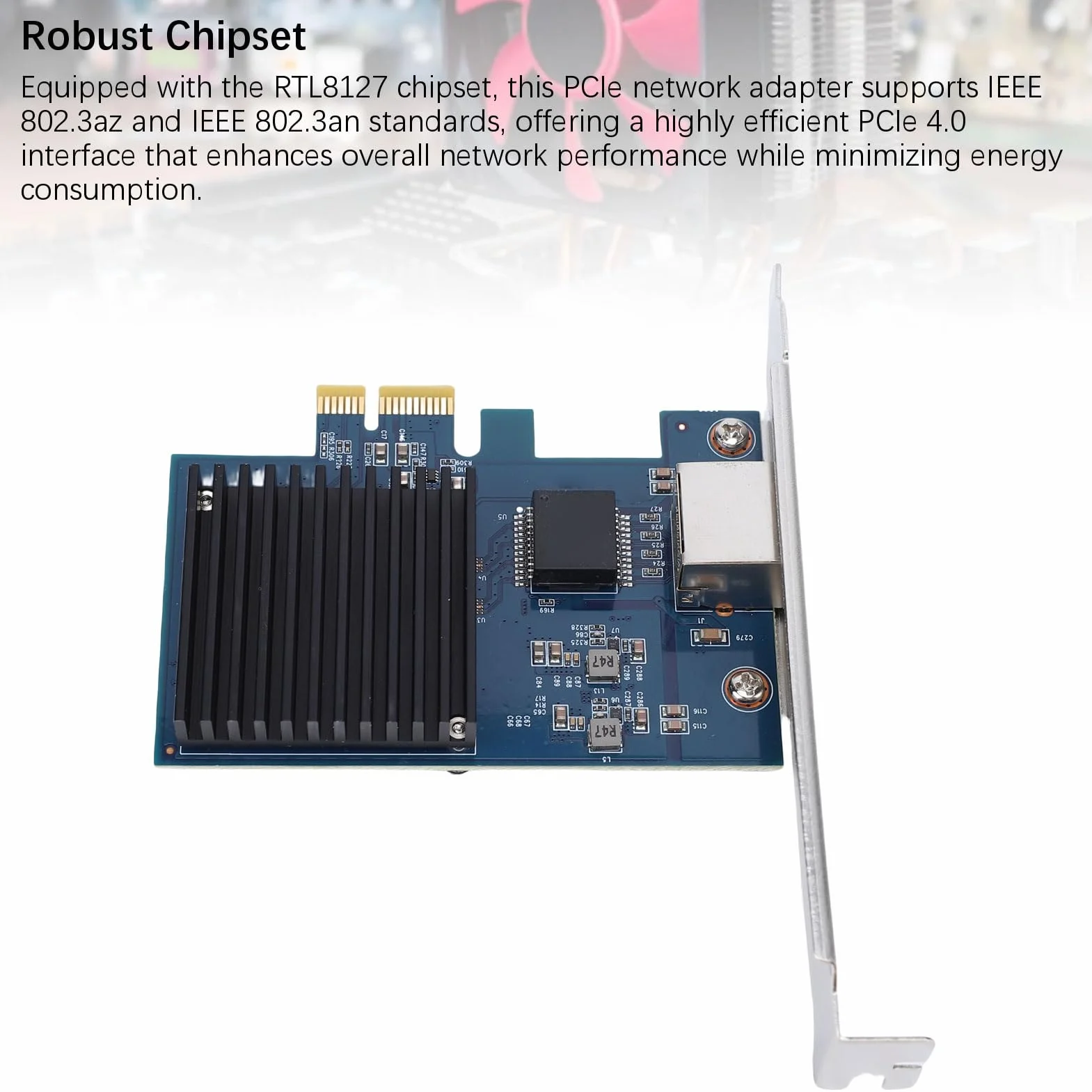 Fockety Scheda di Rete PCIe da 10 GB, Porta RJ45 RTL8127 PCI Express Gen 4 X1 a 10 Gigabit Ethernet per Linux, Adattatore LAN PCIe Ethernet