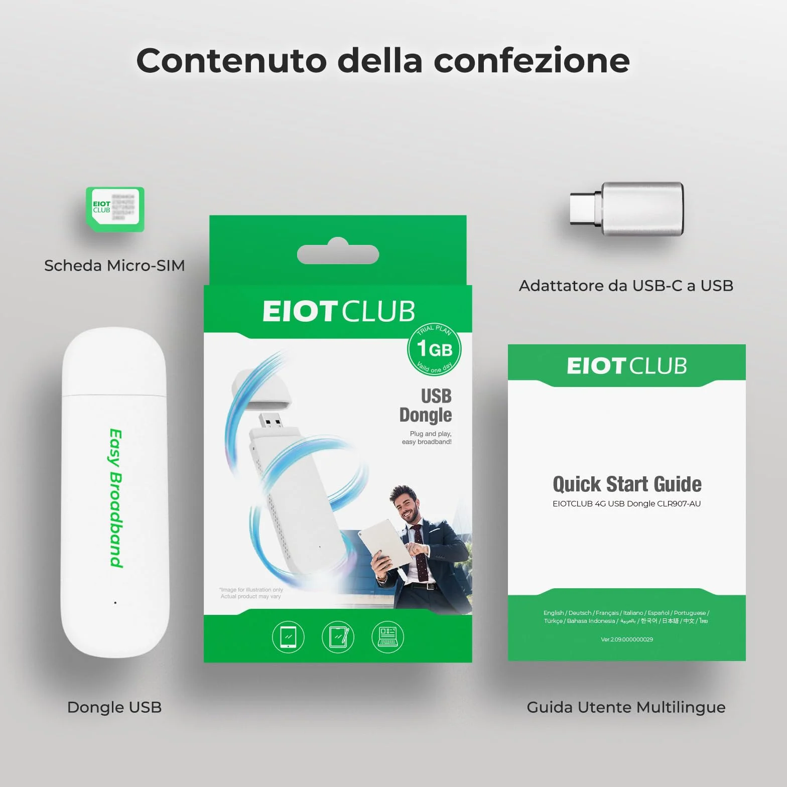 EIOTCLUB Chiavetta USB 4G LTE con WiFi 6 Router Hotspot Portatile fino a 150 Mbps Modem Internet Plug & Play