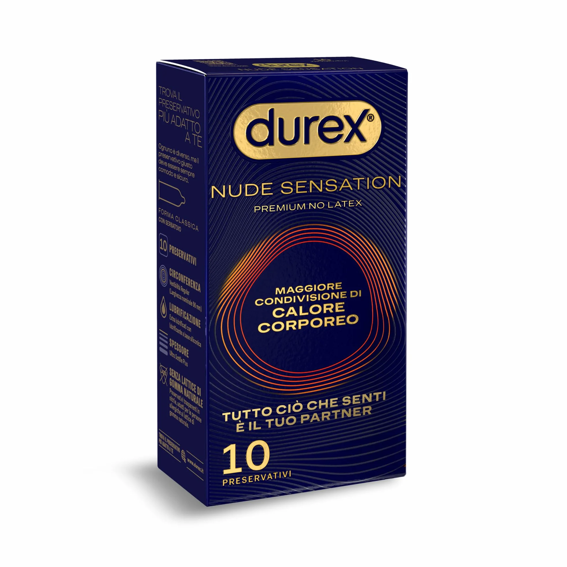 Durex Nude Sensation Preservativi in Nitrile Ultra Sottili Extra Lubrificati 10 Profilattici