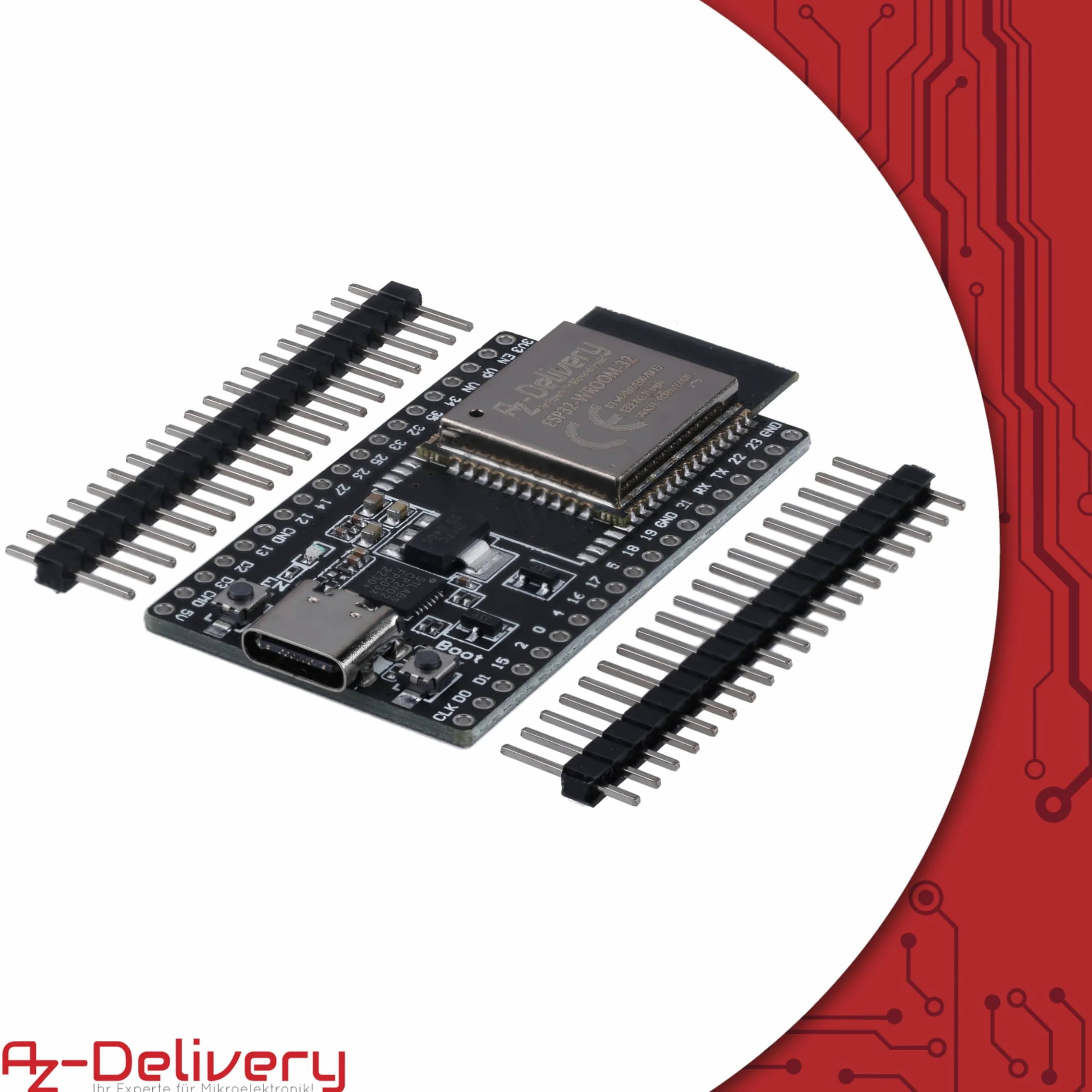 AZDelivery 1 x ESP32 Board Dev Kit C V4 NodeMCU WLAN Development Board non saldato con connettore USB-C compatibile con Arduino incluso e-book! (modulo successore di ESP32 Dev Kit C)