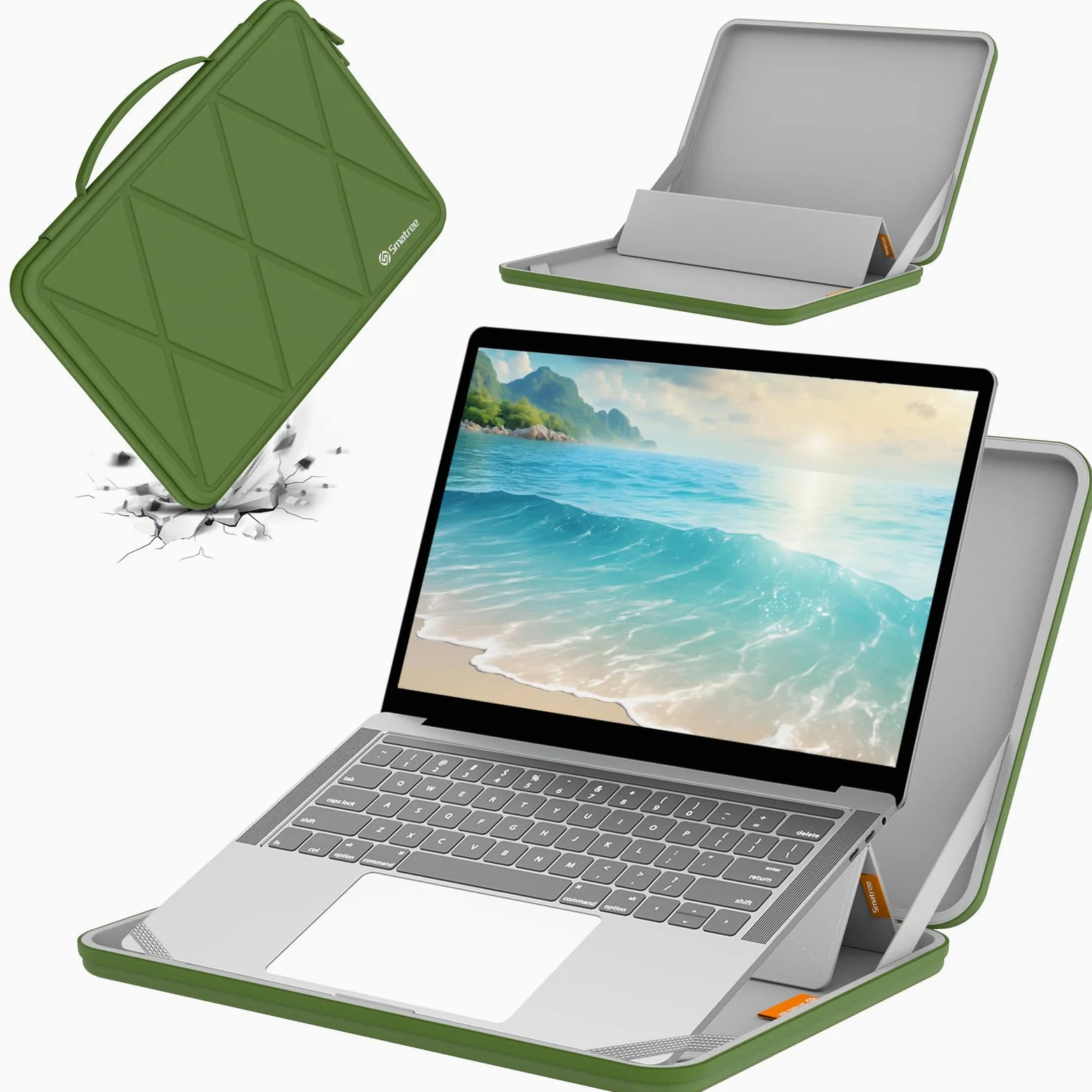 Smatree MS24TG - Custodia protettiva rigida per laptop da 13" compatibile con Apple MacBook Neo A18 Pro A3404, per DELL Latitude 7350/7320 staccabile, per Microsoft Surface Pro 8/Surface Pro 9, verde