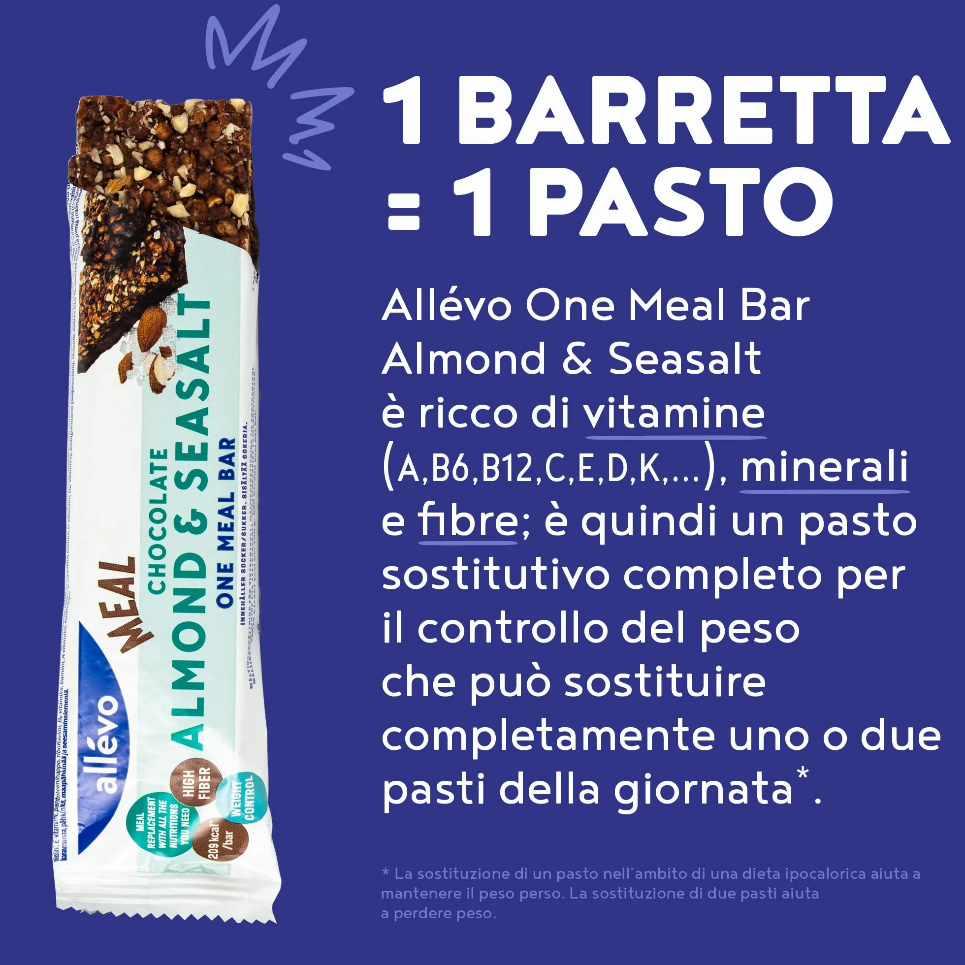 Barretta One Meal Allévo Mandorle Salate Pasto Sostitutivo Sano Gustoso Controllo Peso Alpha Foods