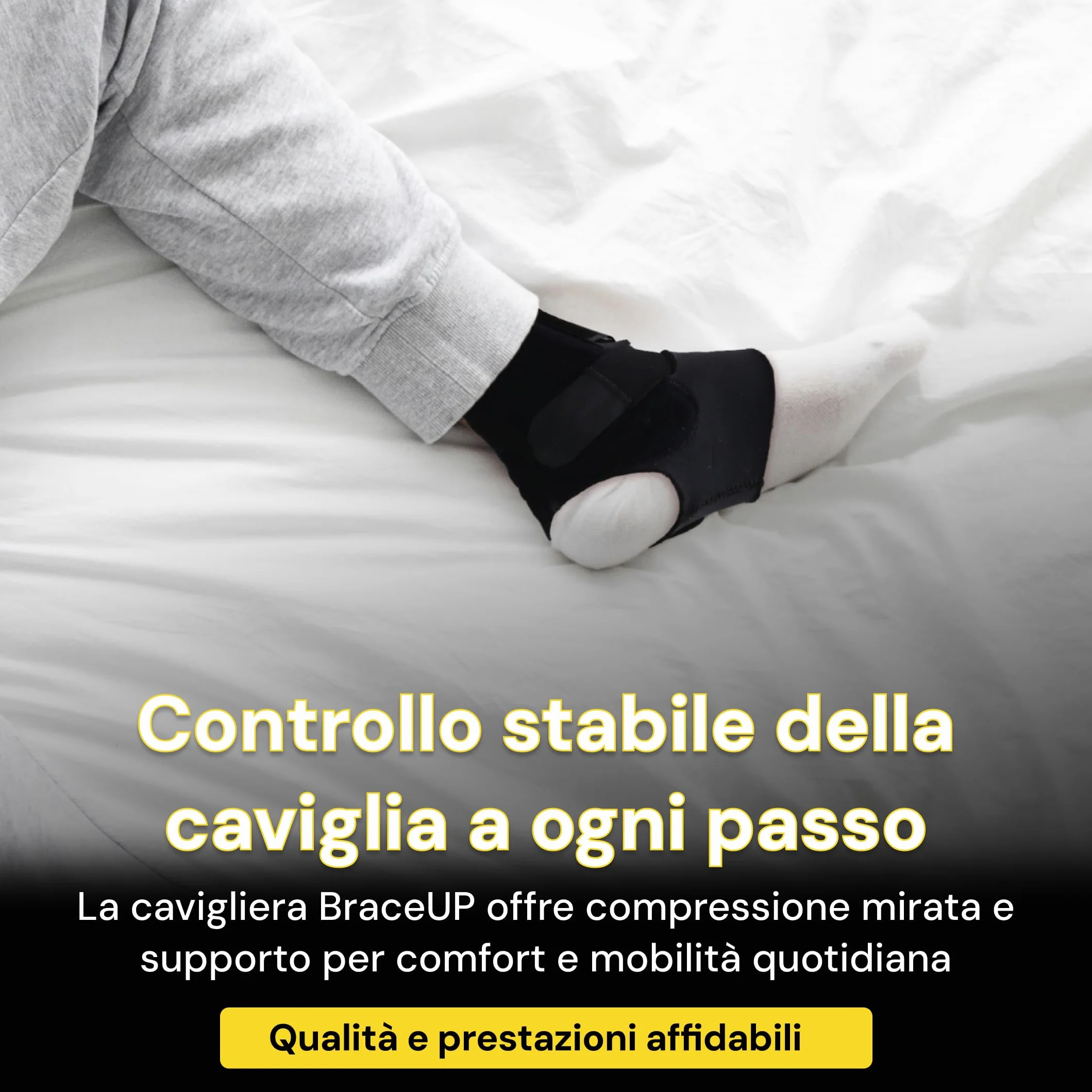 BraceUP Cavigliera Ortopedica uomo donna - Tutore caviglia sportivo per distorsione, stabilità, dolore piede, slogatura, tendinite d'Achille