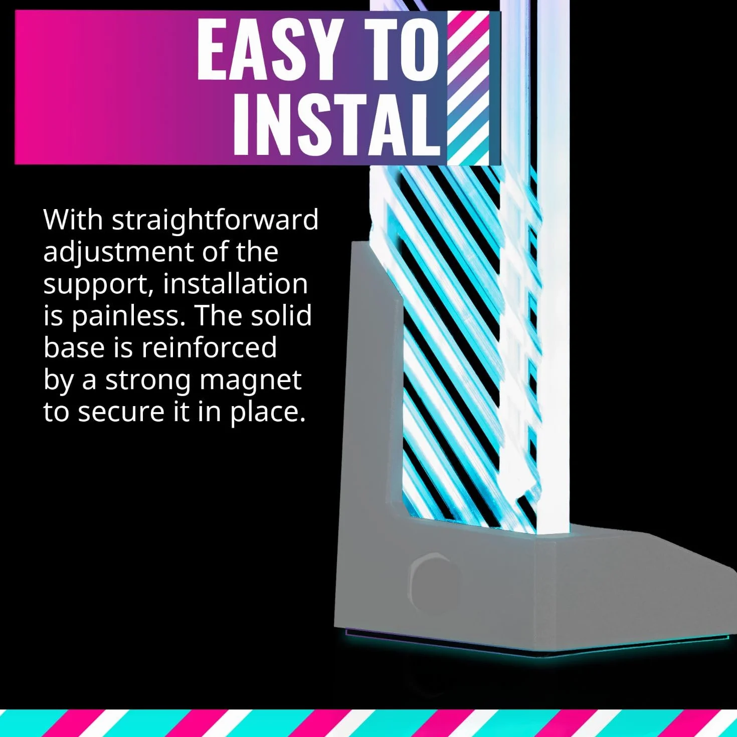 Cooler Master MasterAccessory Supporto GPU ARGB - Previene il Cedimento della Scheda Grafica, Vetro Temperato con Illuminazione Laterale ARGB, Design Versatile, Base Magnetica, Installazione Facile