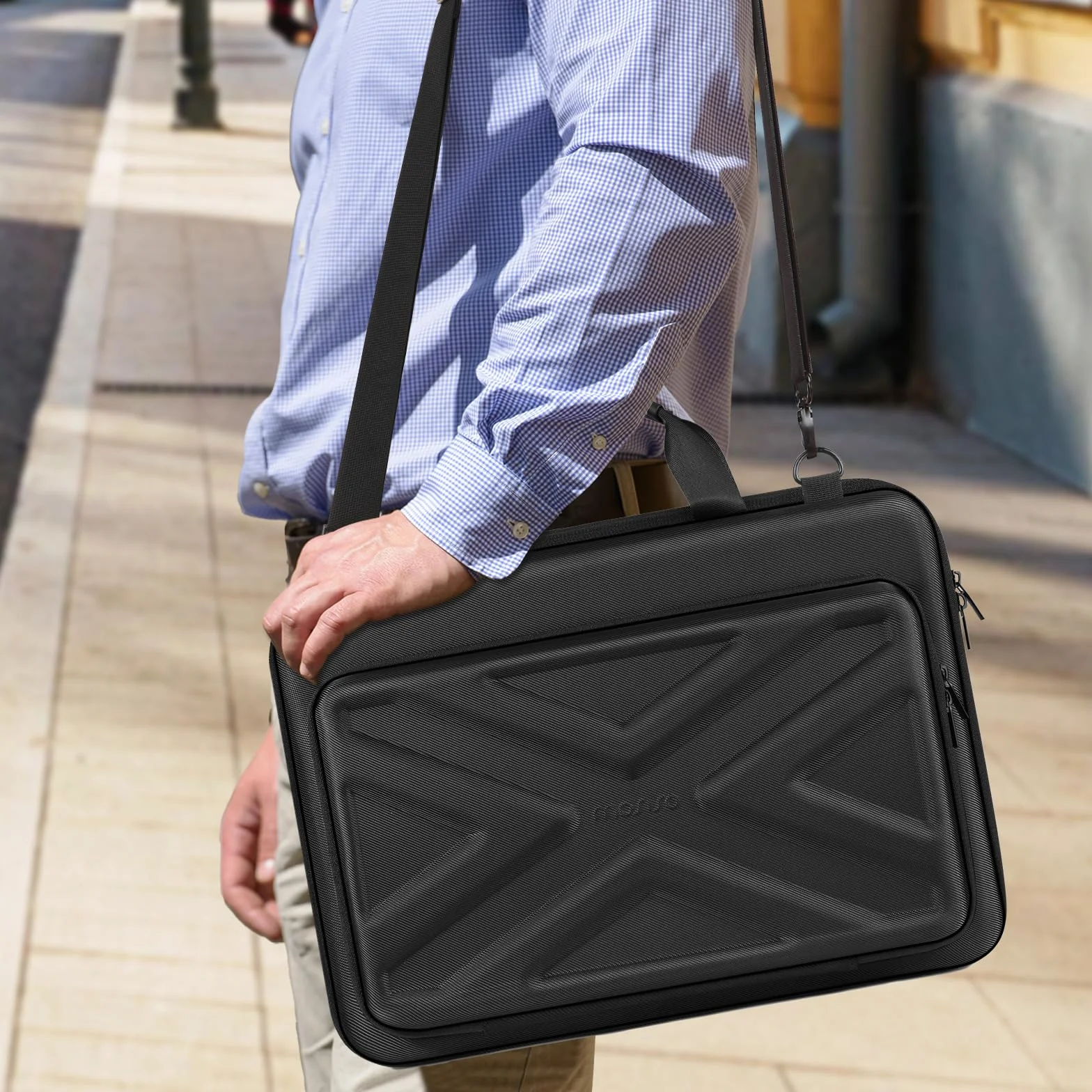 MOSISO 17 Pollici Custodia Rigida Laptop, 17,3 Pollici Borsa Computer Uomo Donna Compatibile con Macbook, HP, Dell, Lenovo, Asus, Notebook, Borsa PC Con Tasca Frontale e Tracolla, Nero