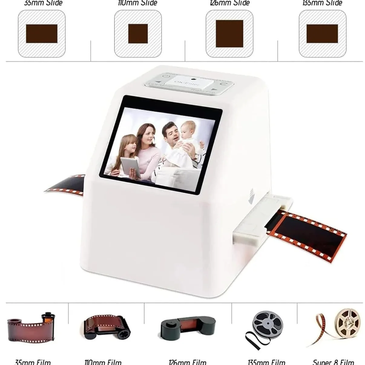 Scanner Digitale per Pellicole Ad Alta Risoluzione Con Schermo Lcd 2.4",Scanner per Pellicole E Diapositive,Dispositivo Tutto in Uno,Scansiona,Visualizza,Modifica,Converte Salva,Converte 35mm in JPEG