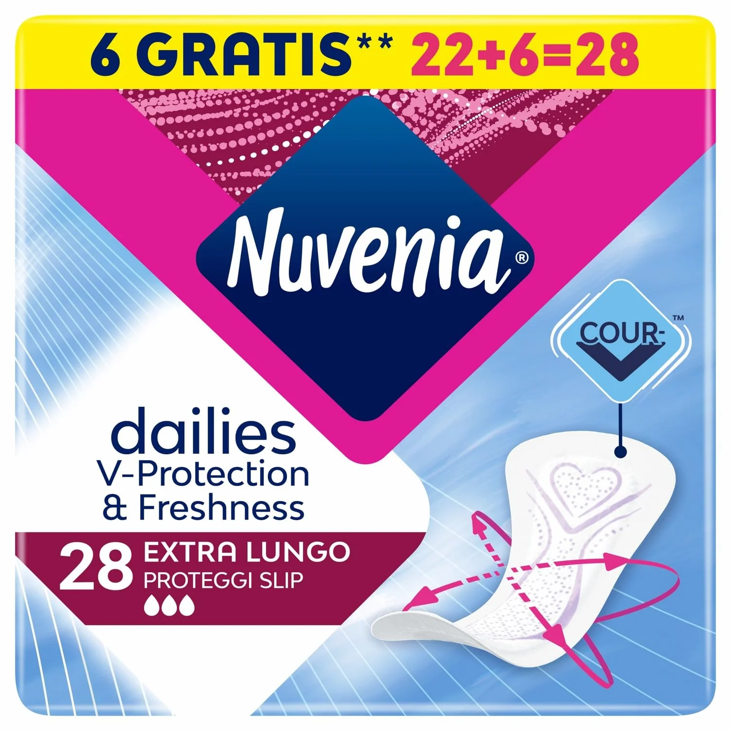 Nuvenia Proteggi Slip Extra Lungo Uso Quotidiano Controllo Odori 28 Pezzi