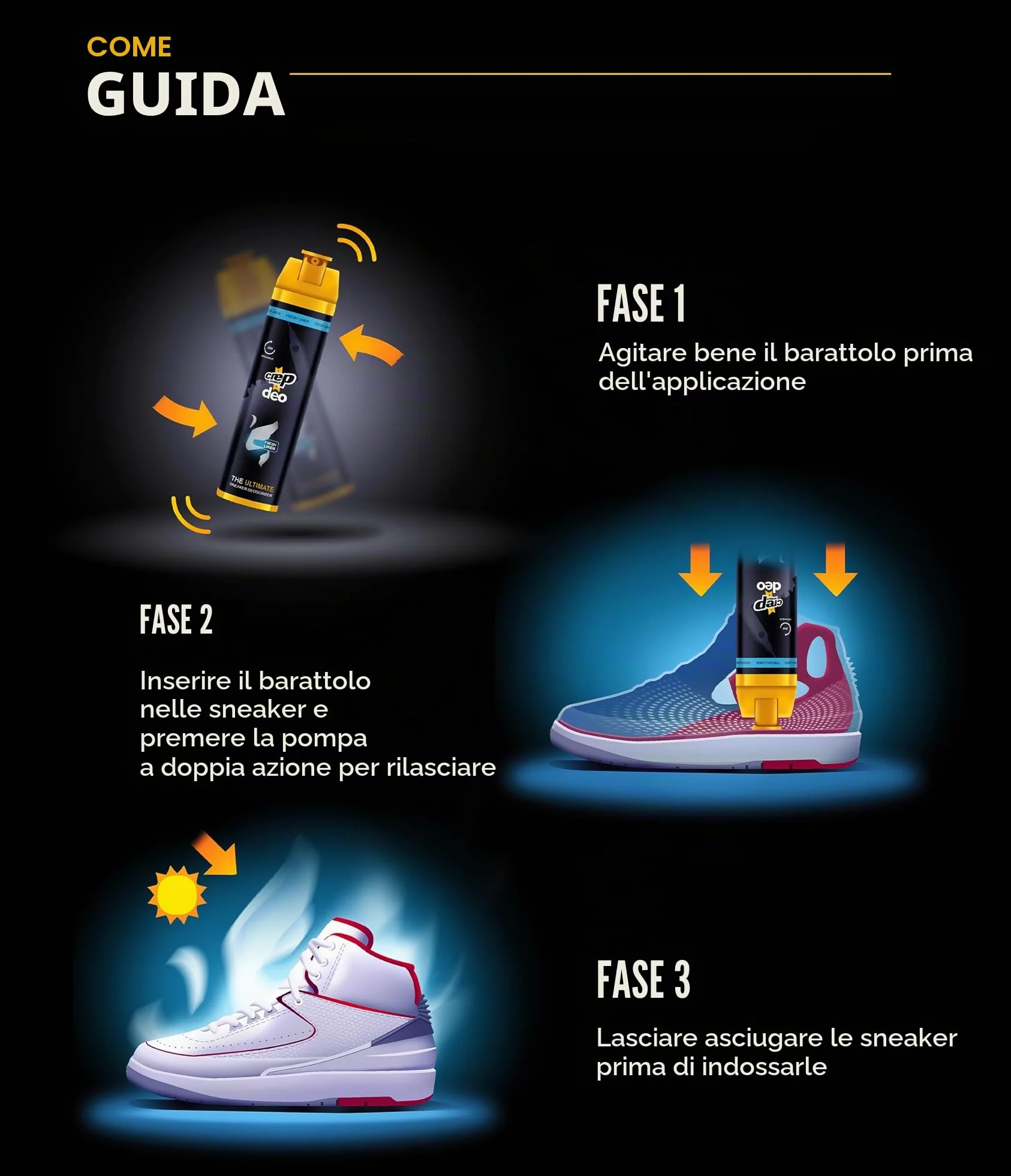 Crep Protect Shoe Deodorizer Spray 24-Hour Odor Protection Residue-Free Formula 150ml
