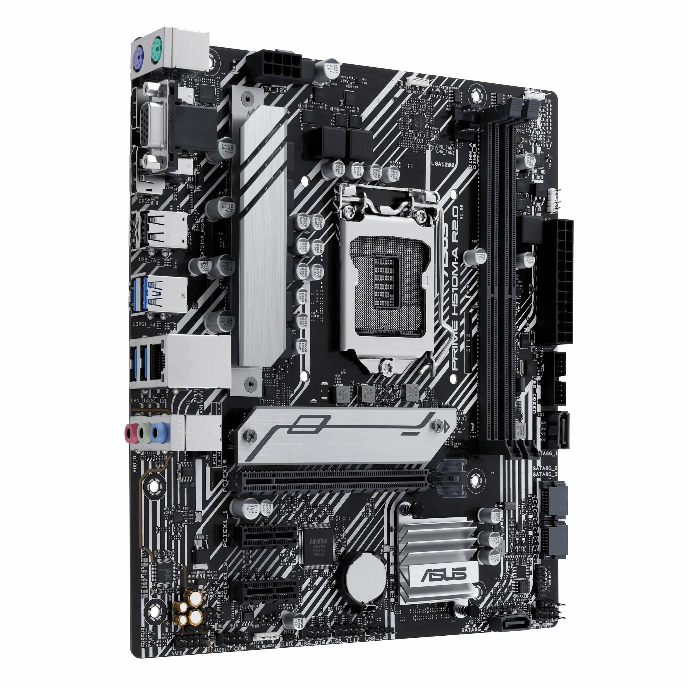 ASUS PRIME H510M-A R2.0 Scheda madre Intel Micro ATX, DDR4 LGA 1200, 4 SATA 6Gb/s, slot M.2, Ethernet Realtek, DisplayPort, HDMI, USB 3.2 Gen 2 e Type-C, Aura Sync