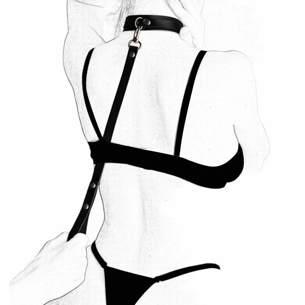 Collare BDSM con Guinzaglio in Pelle – Accessorio Bondage per Giochi Intimi