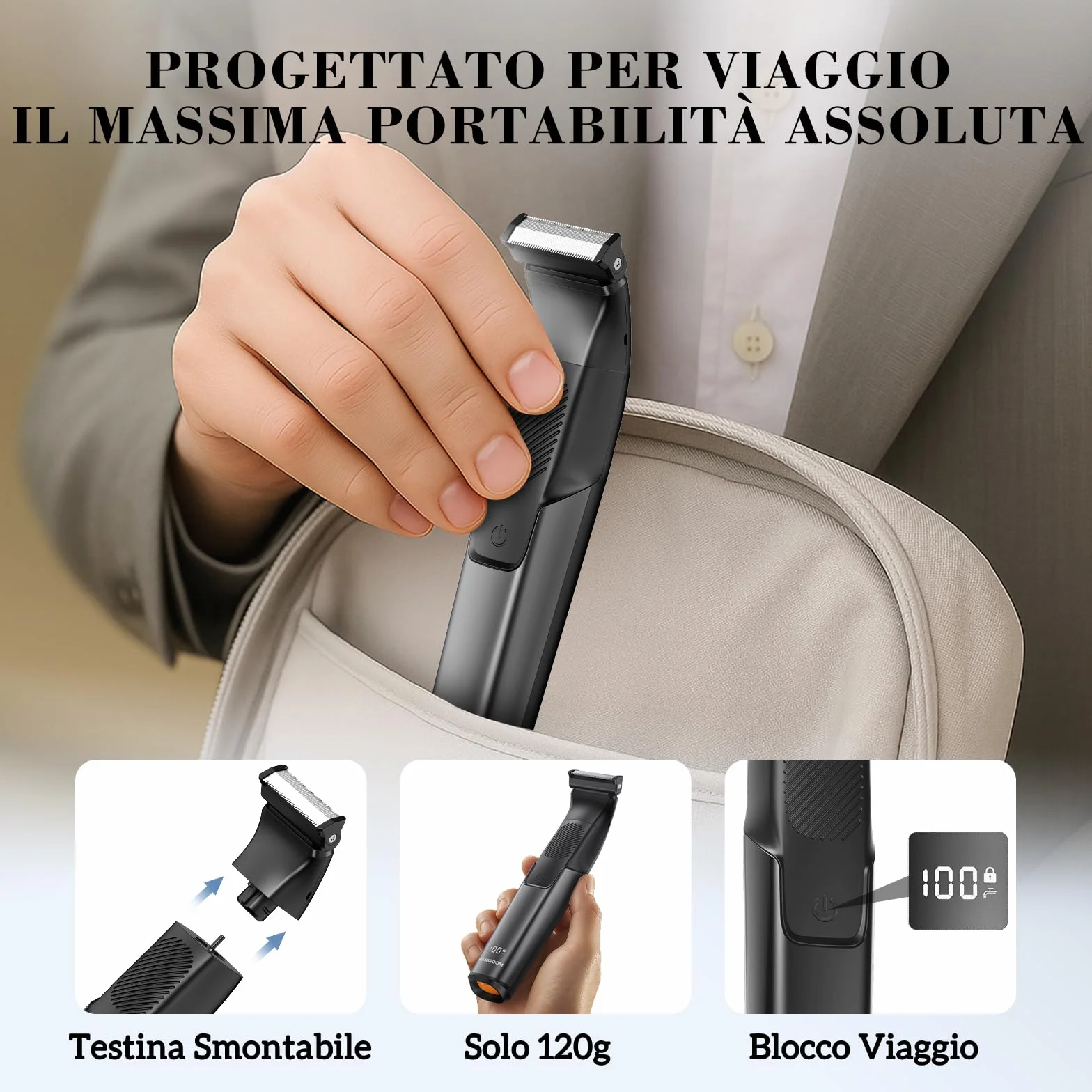 MAXGROOM 2 in 1 Rasoio Elettrico Corpo Uomo a Umido e Secco, Depilatore Corpo con 2 Testine, Display LED