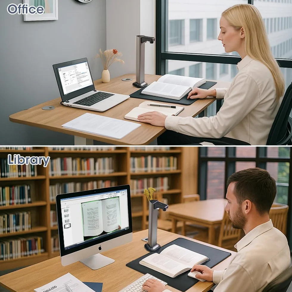 Scanner Portatile A3 Professionale: Fotocamera 13MP Porta USB ad Alta Velocità Tecnologia TTS e OCR Compatibile Mac/Windows Ideale per Libri e Documenti in Ufficio/Casa/Biblioteca/Scuola