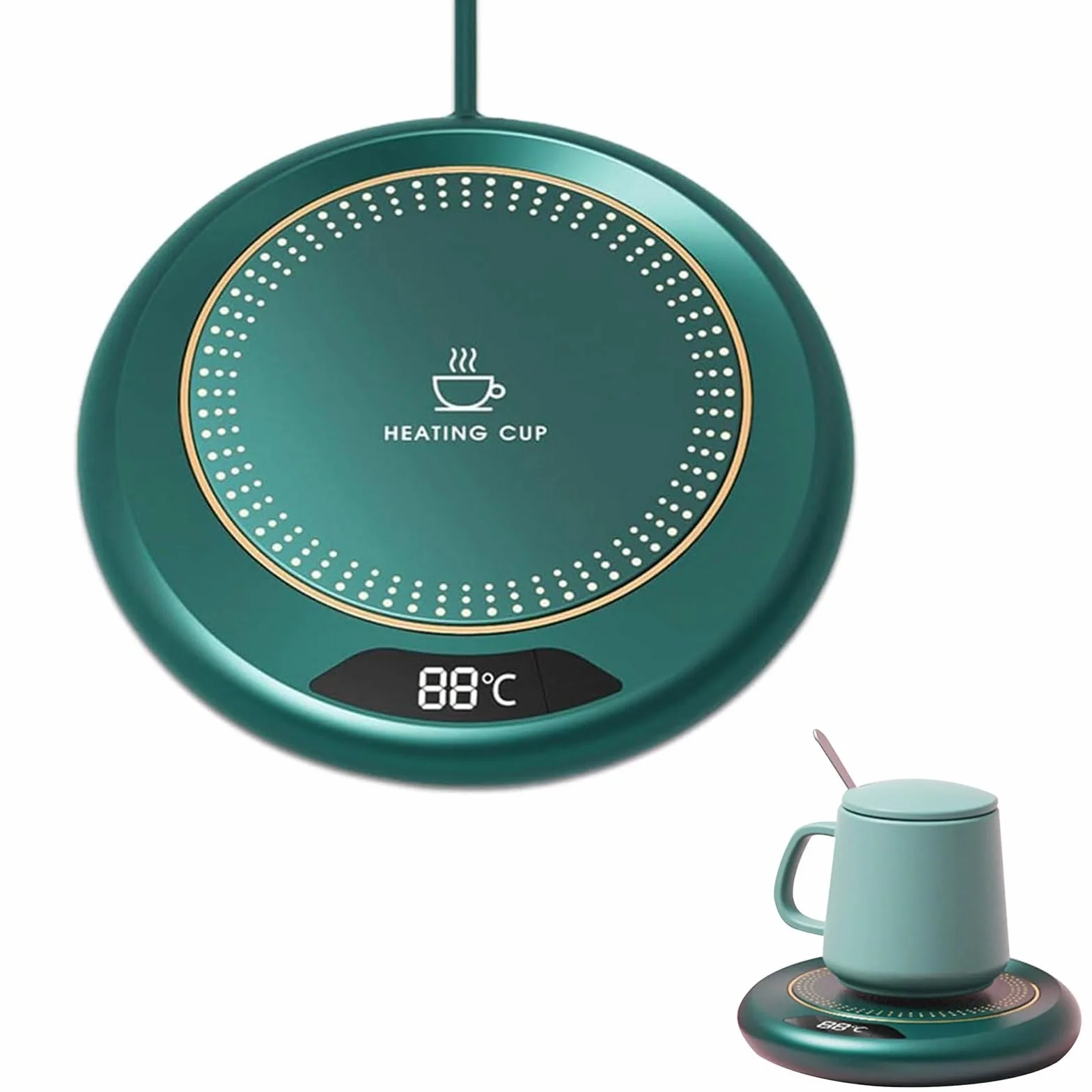 Scalda Tazza Usb, Scaldatazze da Caffè, Scalda Bevande Scalda Latte, Scalda Caffè, Scalda Tazza Intelligente, Sottobicchiere Elettrico con 3 Impostazioni di Temperatura per Caffè,Tè e Latte (Verde)