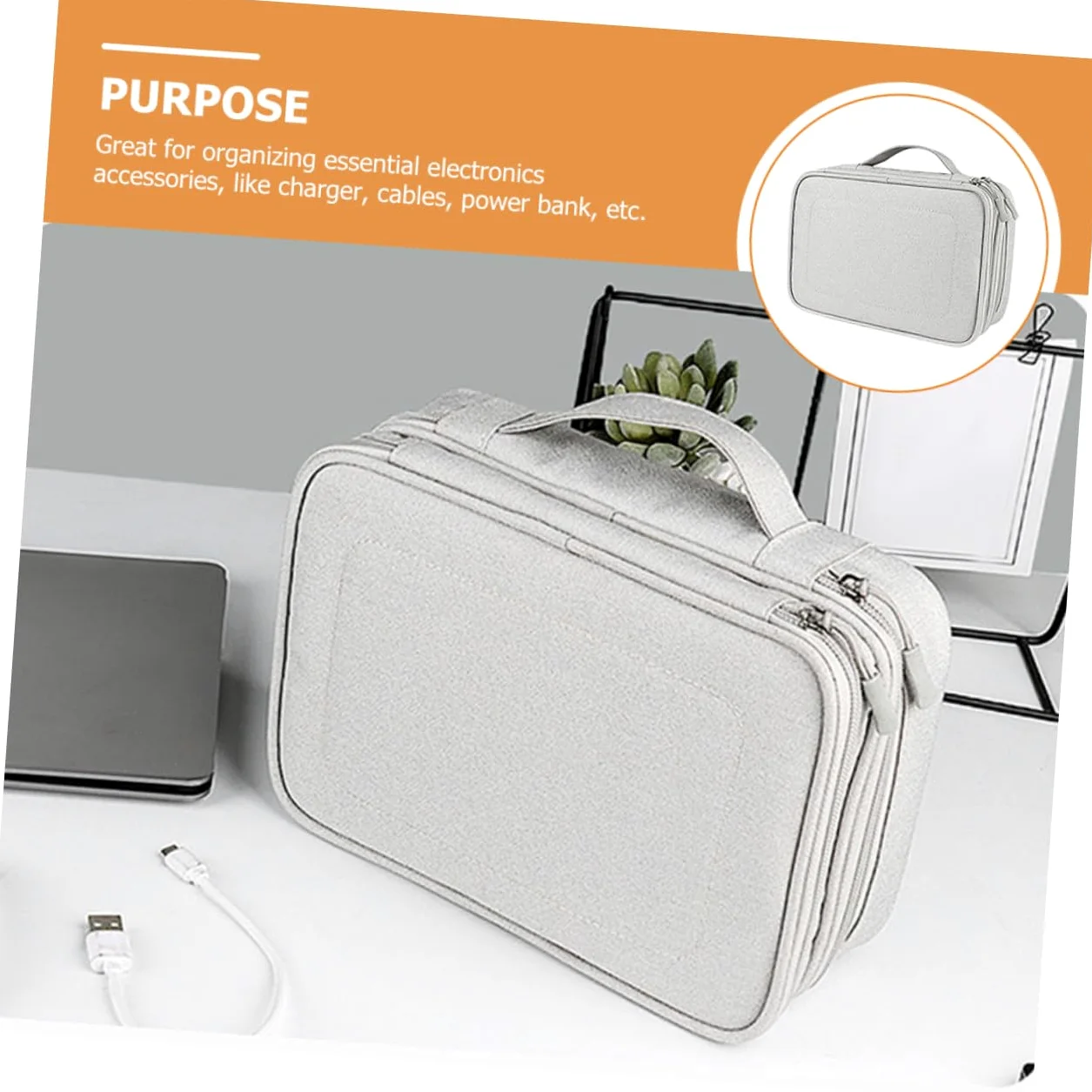 BESPORTBLE Borsa Portaoggetti per Cavi USB Tracolla Organizer per Dispositivi Elettronici Bank Custodia Portaoggetti per Cavi Dati Organizer per Accessori Digitali