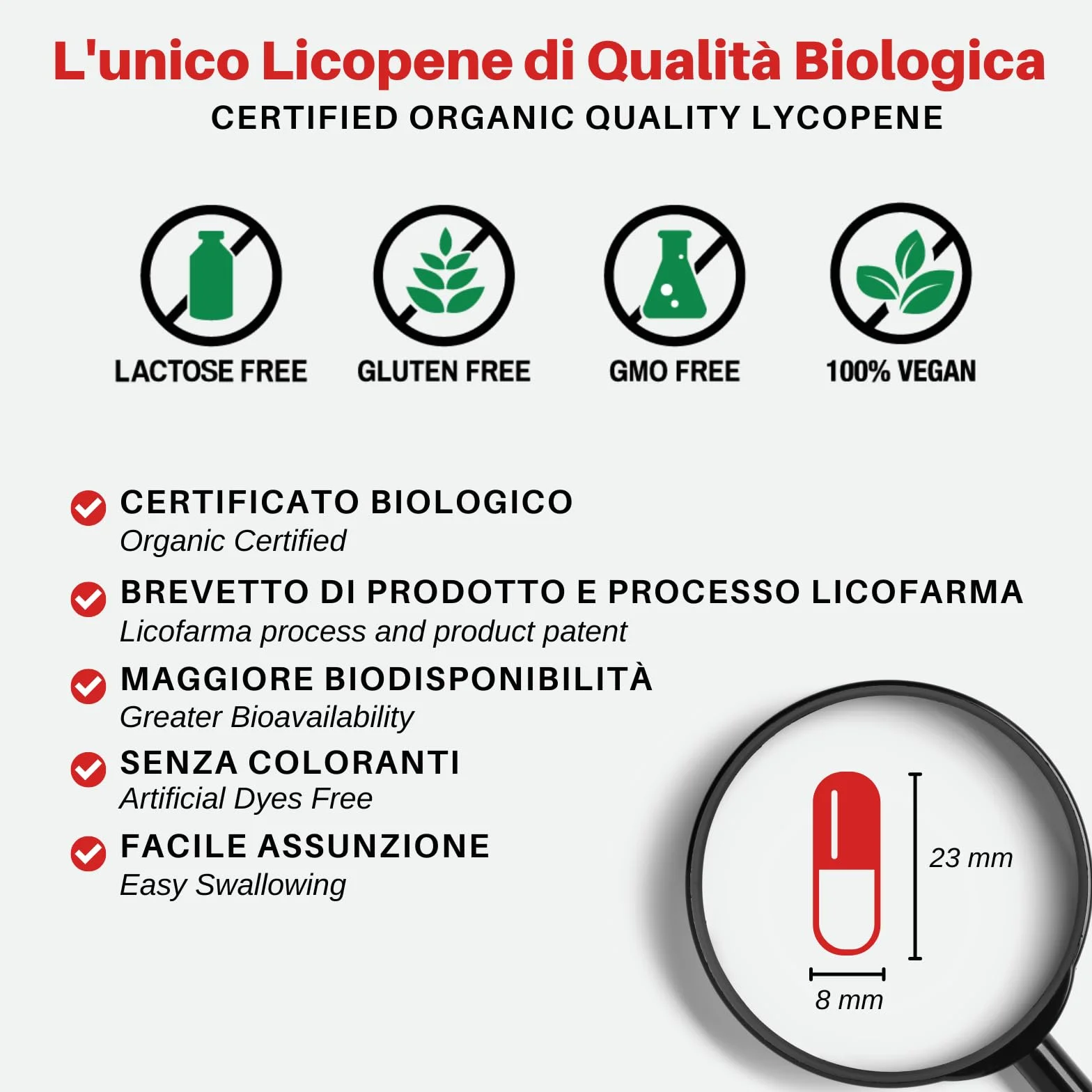 Organic Lycopene Integratore Antiossidante Licopene Biologico 30 Capsule