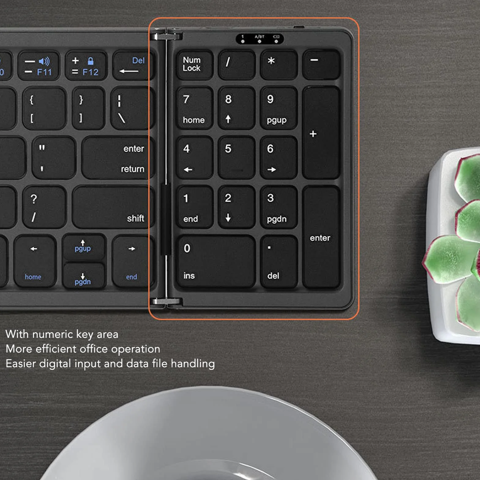 Tastiera Bluetooth Pieghevole, Tastiera Pieghevole in ABS | con tasto numerico 81 tasti Bluetooth 5.1 tipo C ricaricabile per utenti domestici in ufficio di viaggio su iOS Window