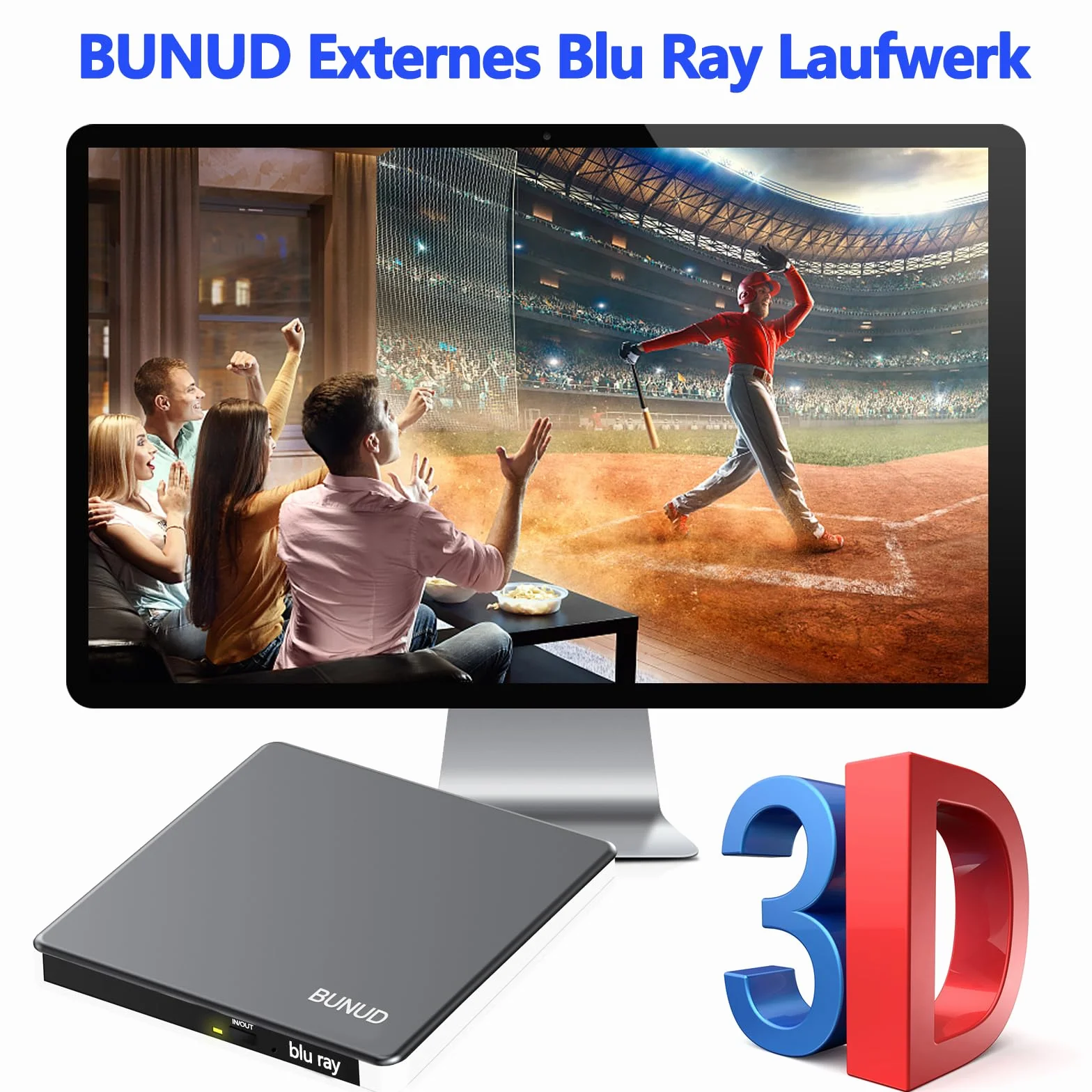 Blu-Ray CD DVD drive esterno USB 3.0 Type C masterizzatore CD/DVD Blu-ray Writer 3D BD Portable per PC Laptop Windows 11/10 Mac MacBook Pro/Air iMac