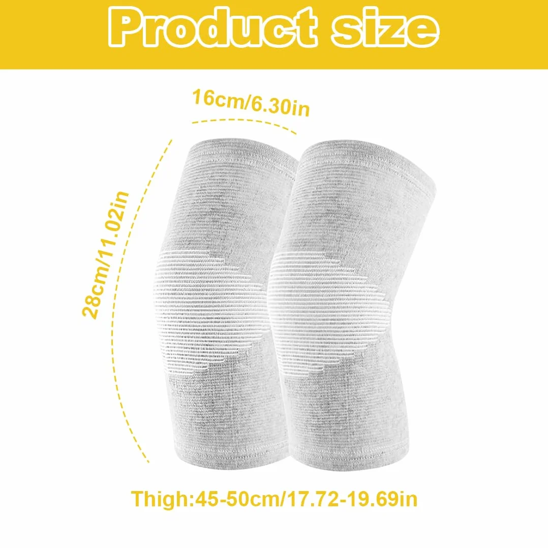 Ginocchiera in bambù con compressione ortopedica elasticizzata supporto sollievo dolori articolari ambidestra XL Grigio