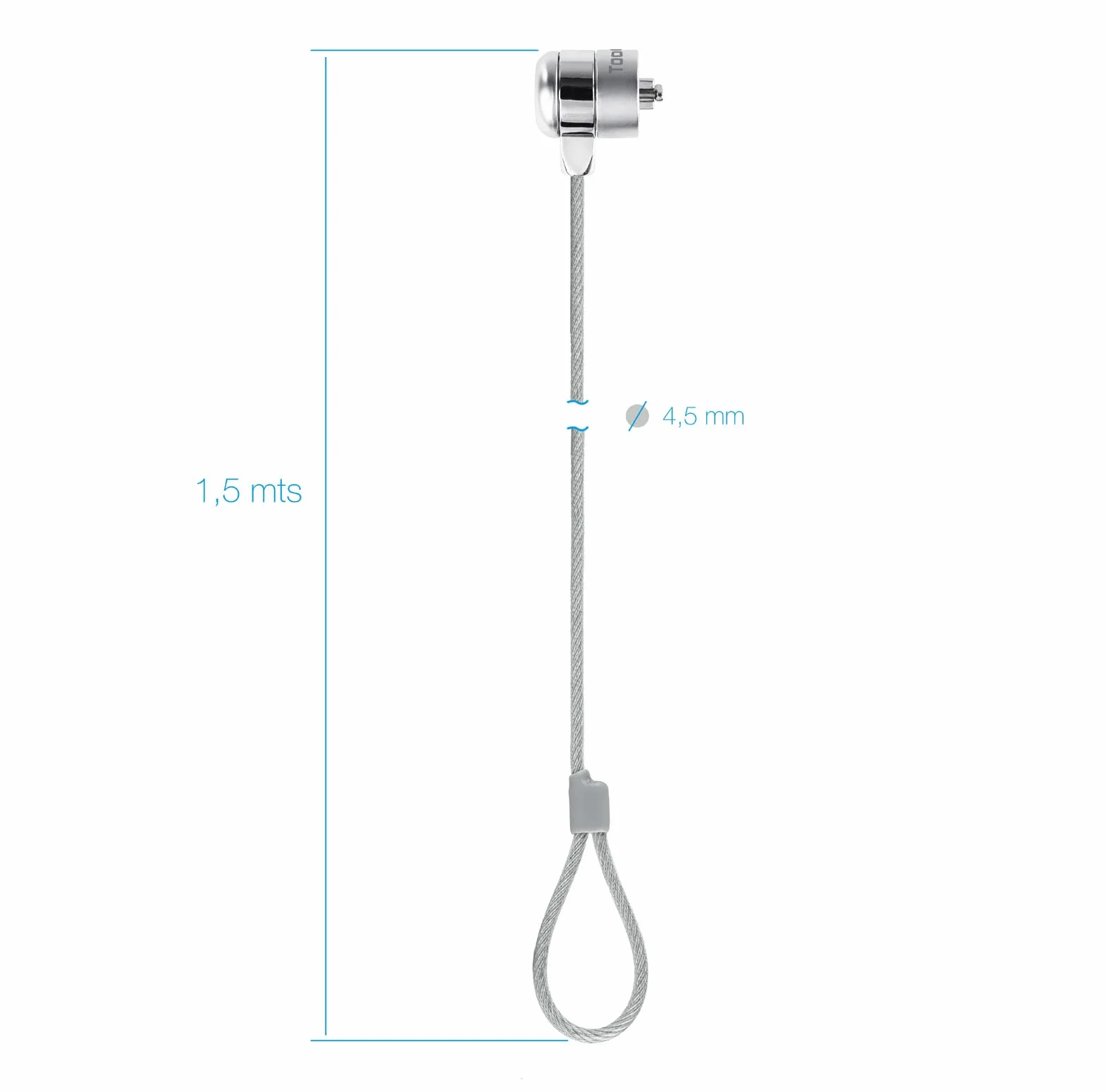 TOOQ TQCLKC0025 - Cavo di sicurezza per laptop con chiave, argento, 1,5 metri