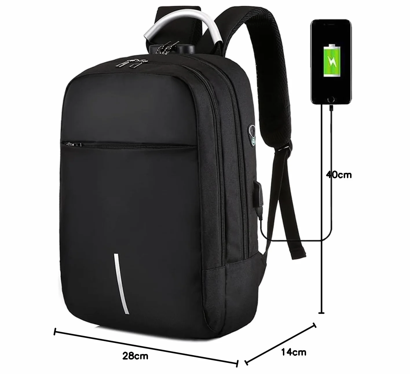 Mixroom Zaino Porta PC Antifurto per Computer Portatile Laptop Lavoro Borsa Notebook Fino 15" con Attacco USB e Foro Auricolare Z4
