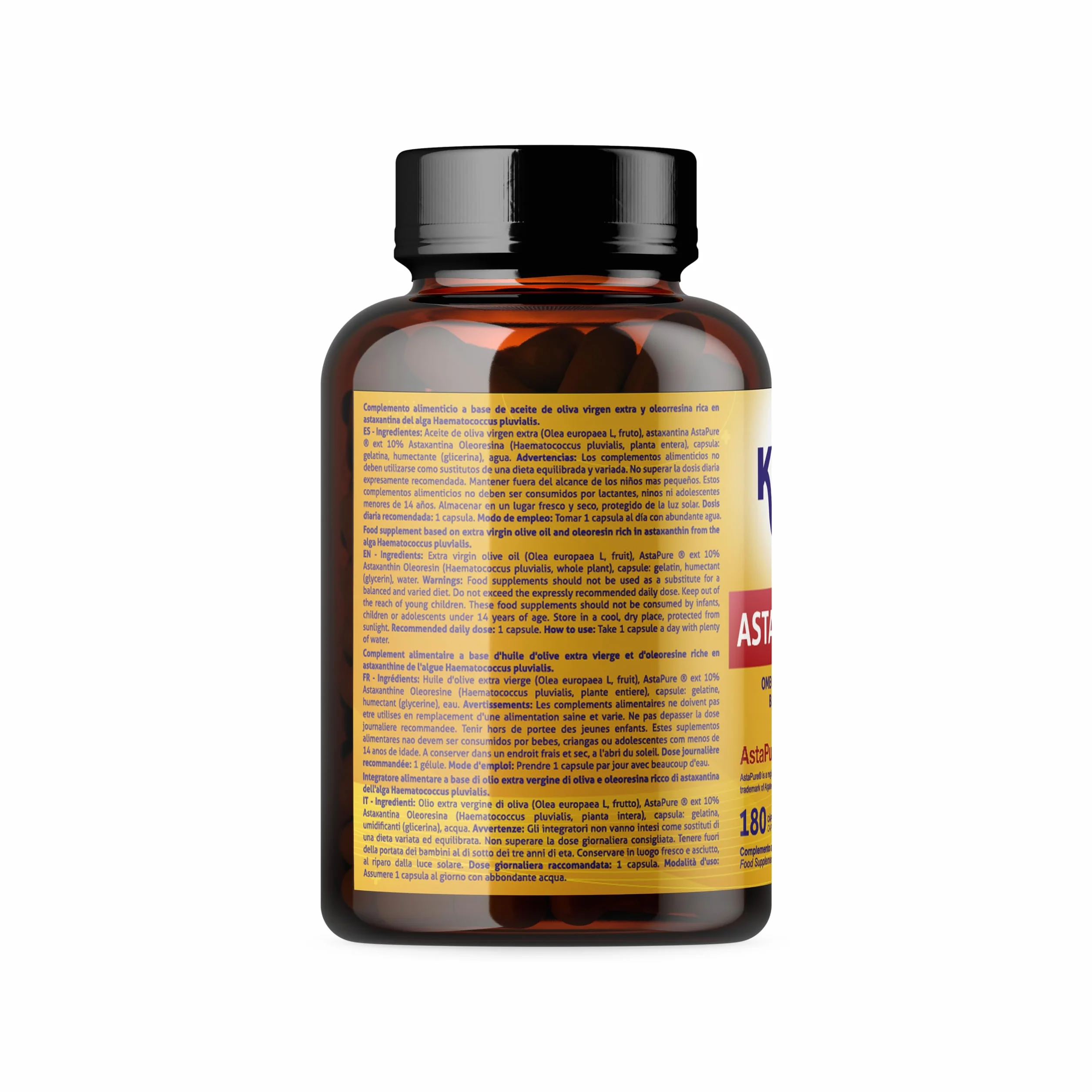 Astaxantina Plus 4mg 180 Capsule Sofgels con Luteina Omega 369 Beta-carotene AstaPure Antiossidante Naturale