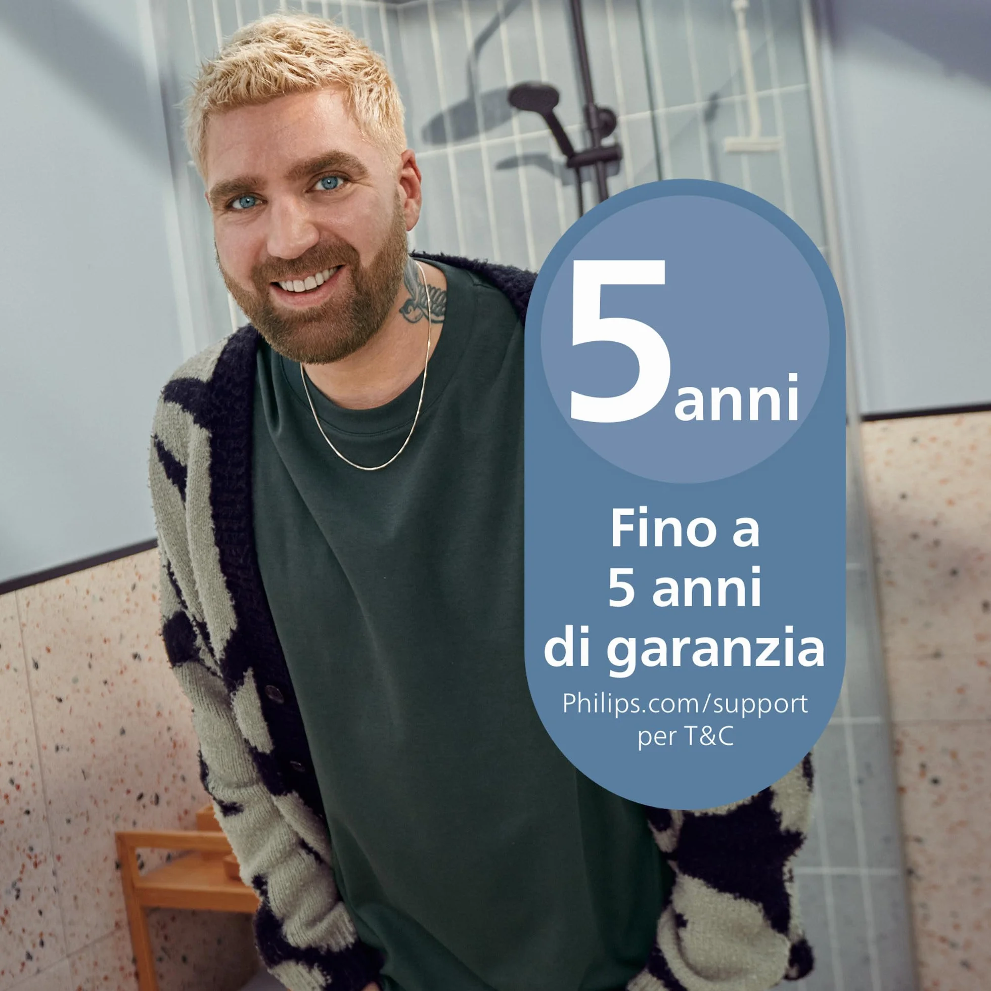Philips Serie 3000 Regolabarba BT3660/15, Lame Metallo Autoaffilanti, 40 Impostazioni Lunghezza, Pettine Lift&Trim, Impermeabile, Ricarica USB
