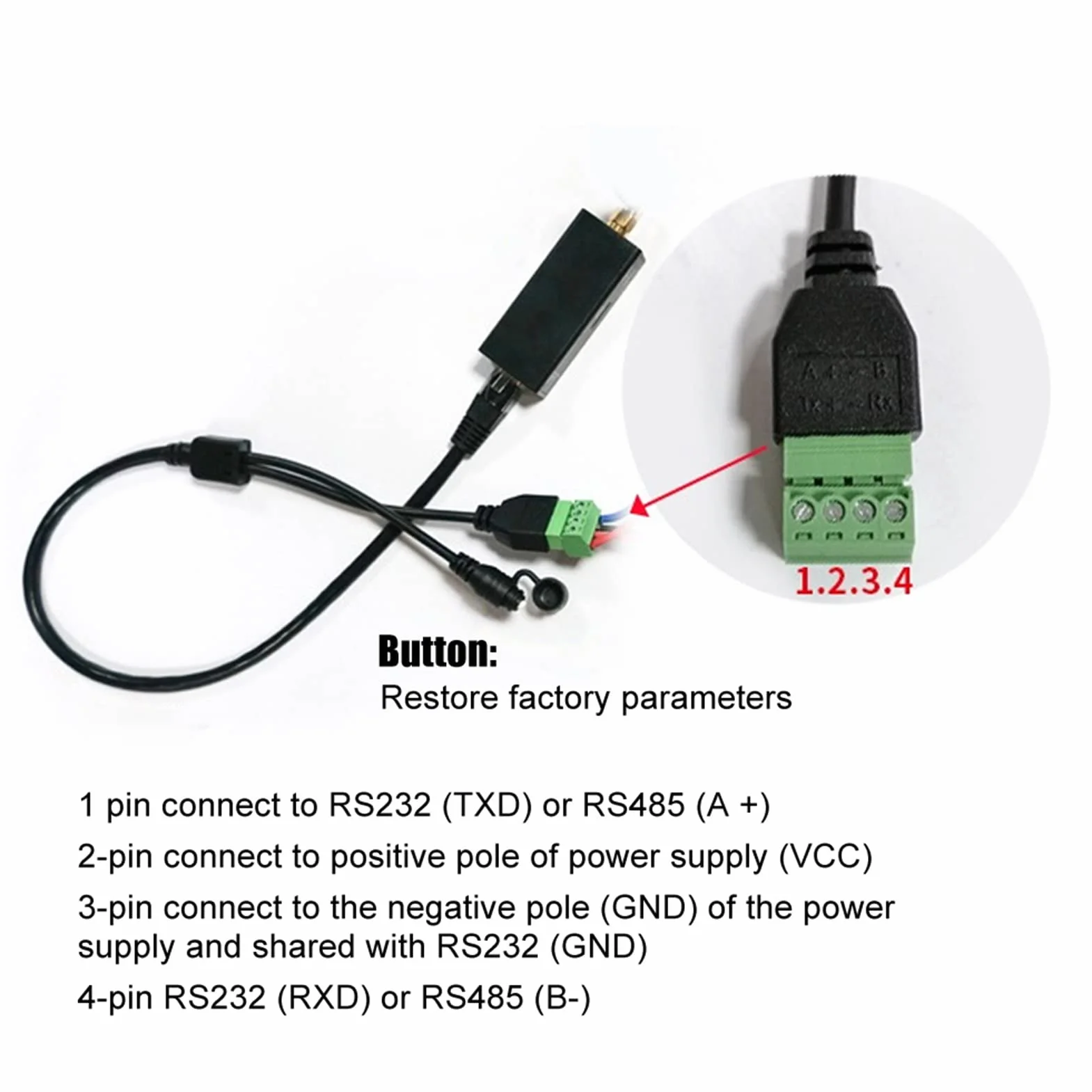 Seriale WiFi Convertitore con Interfaccia RJ45, Antenna Esterna e Supporto Modbus