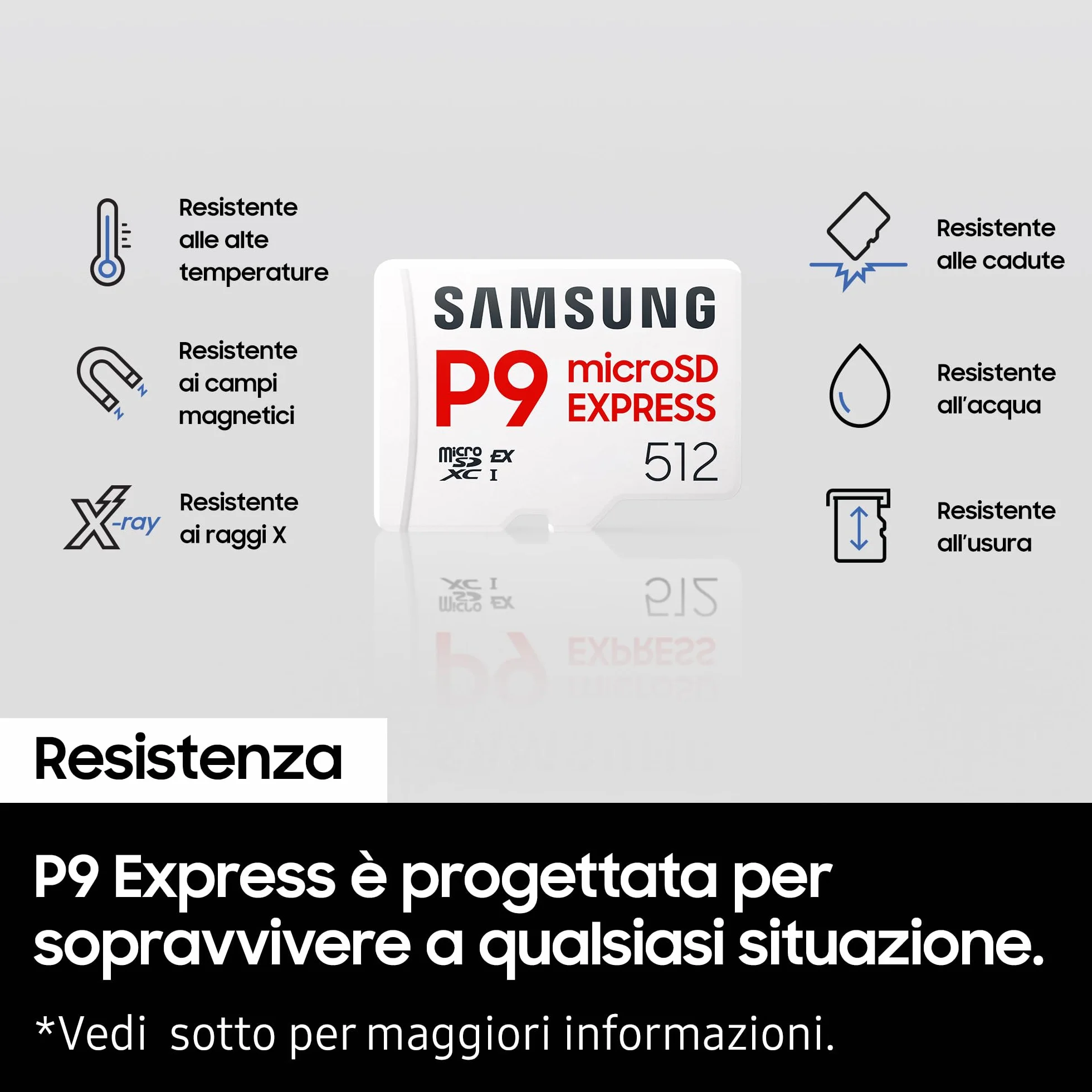 Samsung Memorie P9 Express Scheda MicroSD, Compatibile con Nintendo Switch 2 da 512 GB, UHS-I U3, Fino a 800 MB/s